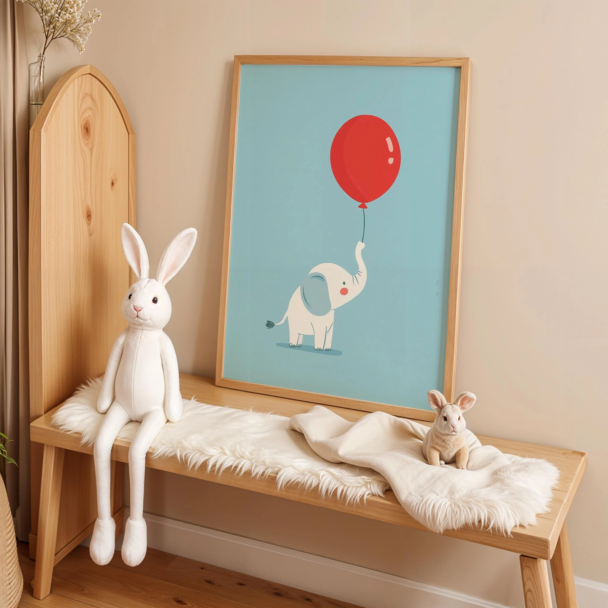 Balonlu Fil - Mavi Fon