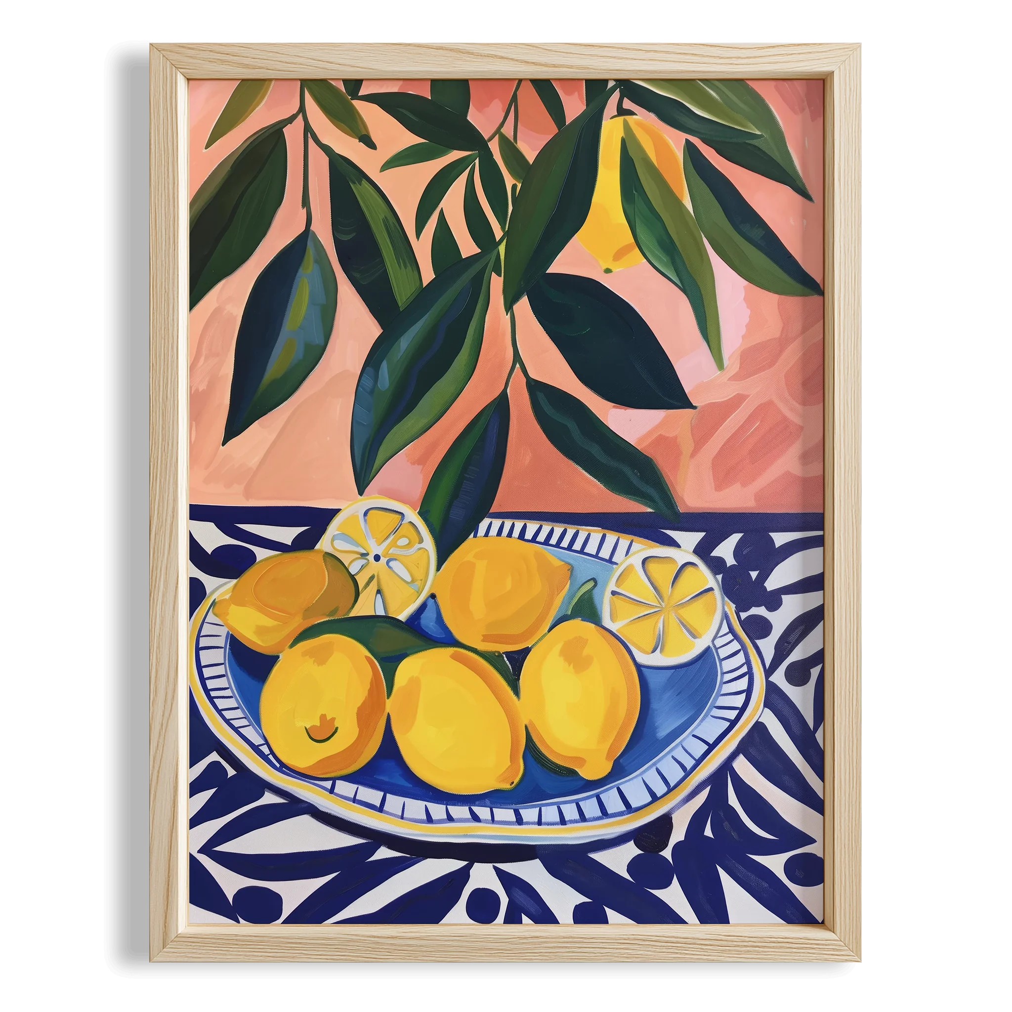 Limon Tabağı Natürmort Akdeniz İtalya Koleksiyonu Mutfak Duvar Tablosu