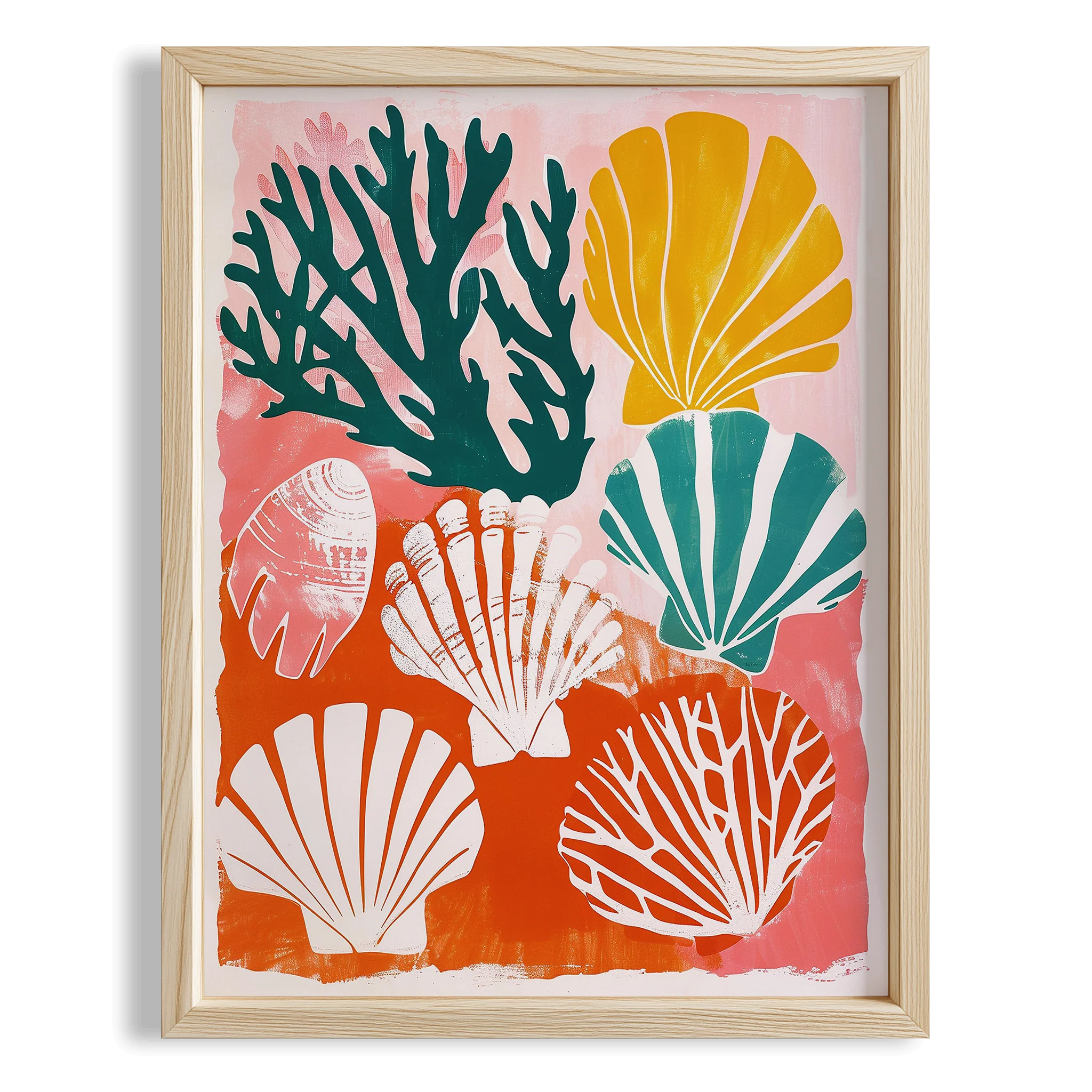 Mercan ve Deniz Kabukları Coastal Stili - Duvar Tablosu
