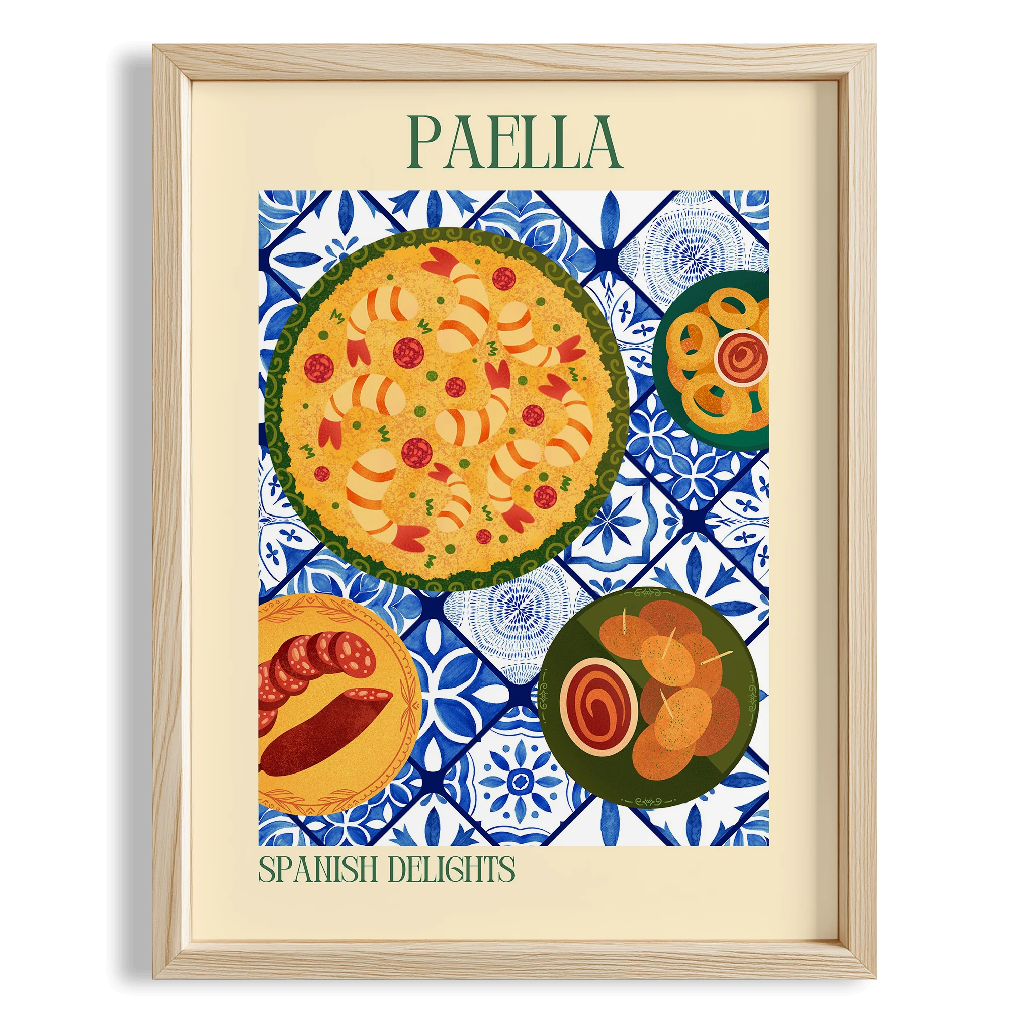 Paella Seramik Desen I Akdeniz İspanya Koleksiyonu Mutfak Duvar Tablosu