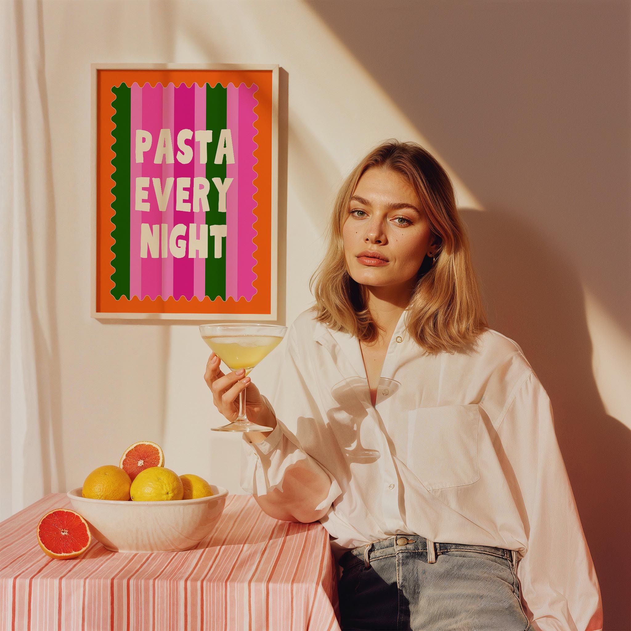 Pasta Every Night Her Gün Makarna Tipografi Mutfak Duvar Tablosu