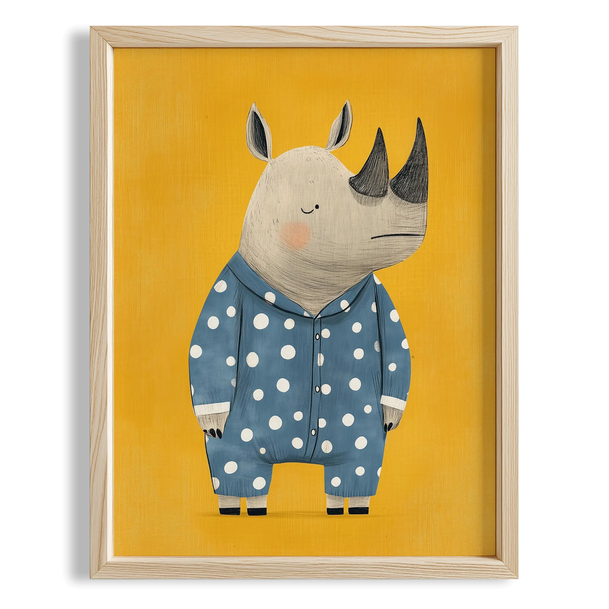 Pijamalı Uykucu Gergedan - Sarı Fon