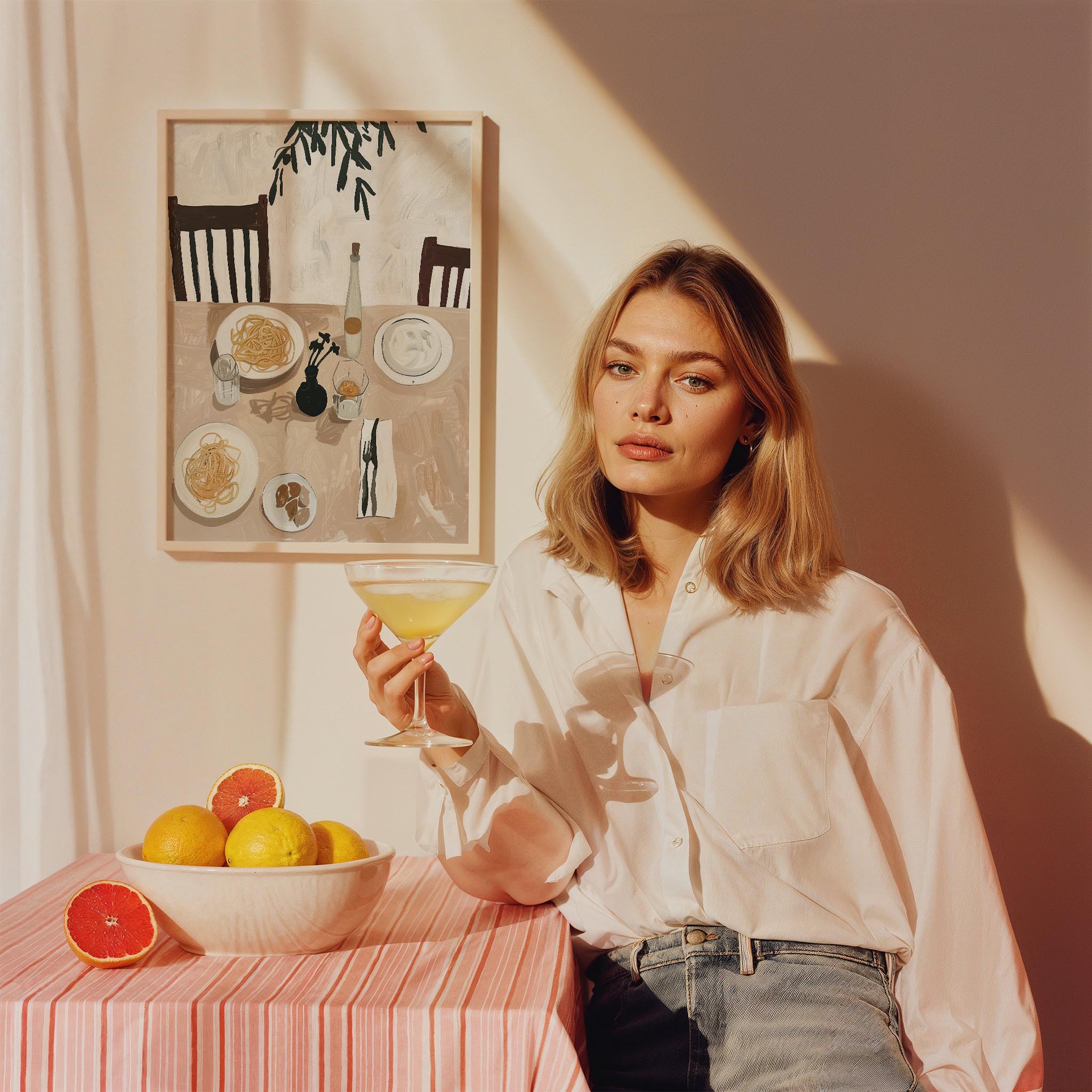 Amalfi Balkon Manzarası Akdeniz İtalya Koleksiyonu Mutfak Duvar Tablosu