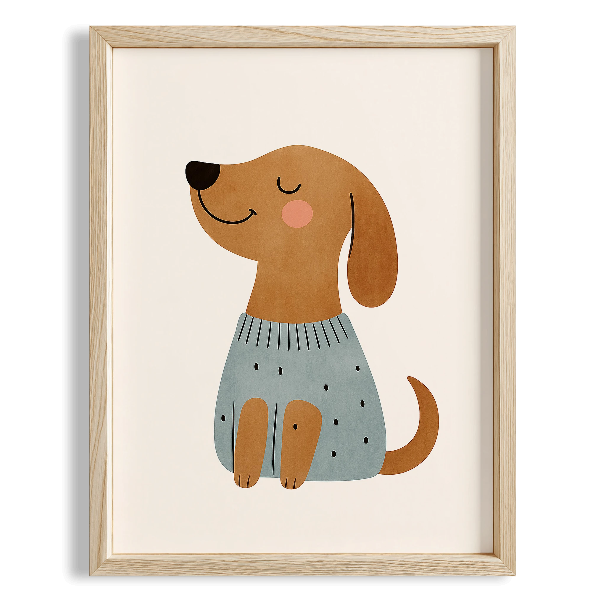 Sevimli Köpek Hayvan Temalı Çocuk Odası Ahşap Tablo