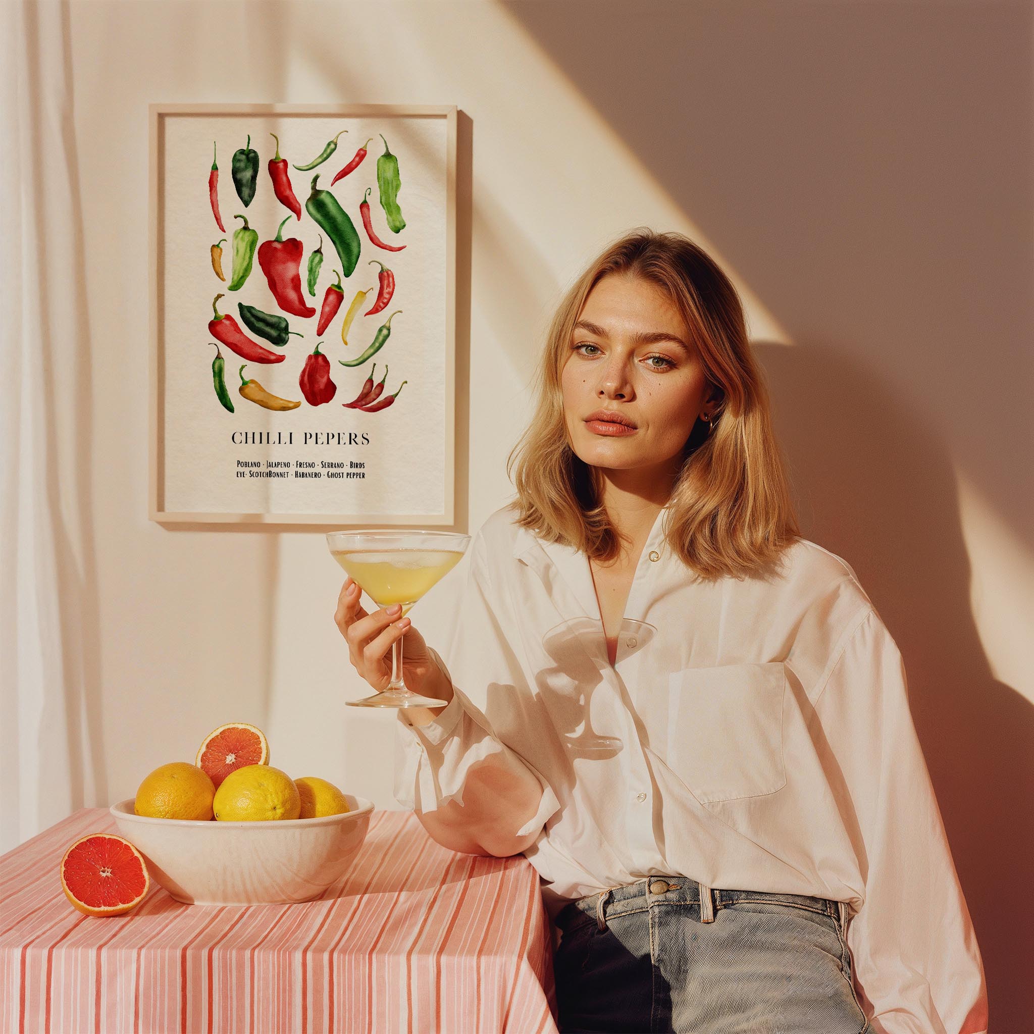 Chilli Acı Biber Çeşitleri Sebzeler Mutfak Duvar Tablosu