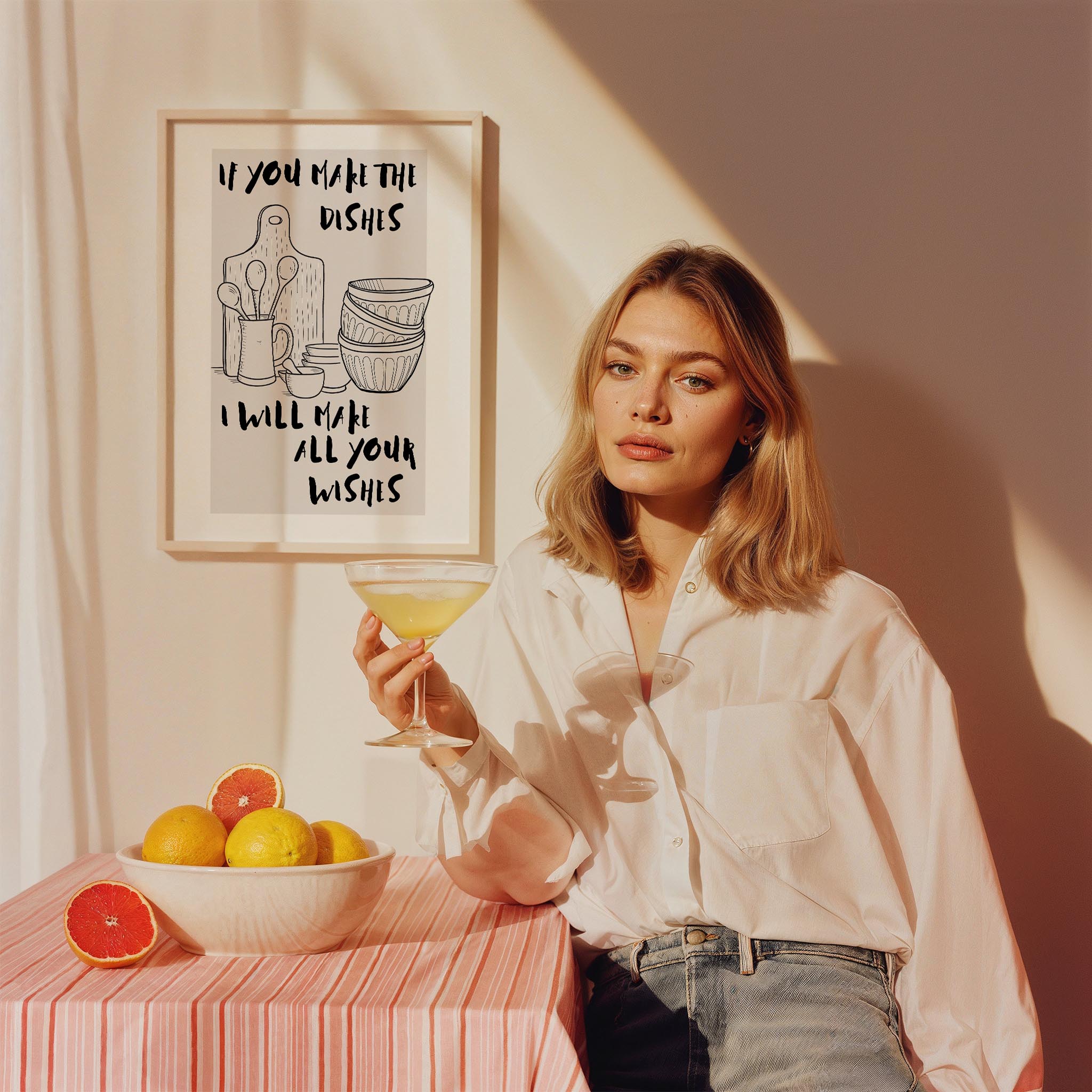 Yemekler Sende Gerisi Bende Tipografi Mutfak Duvar Tablosu