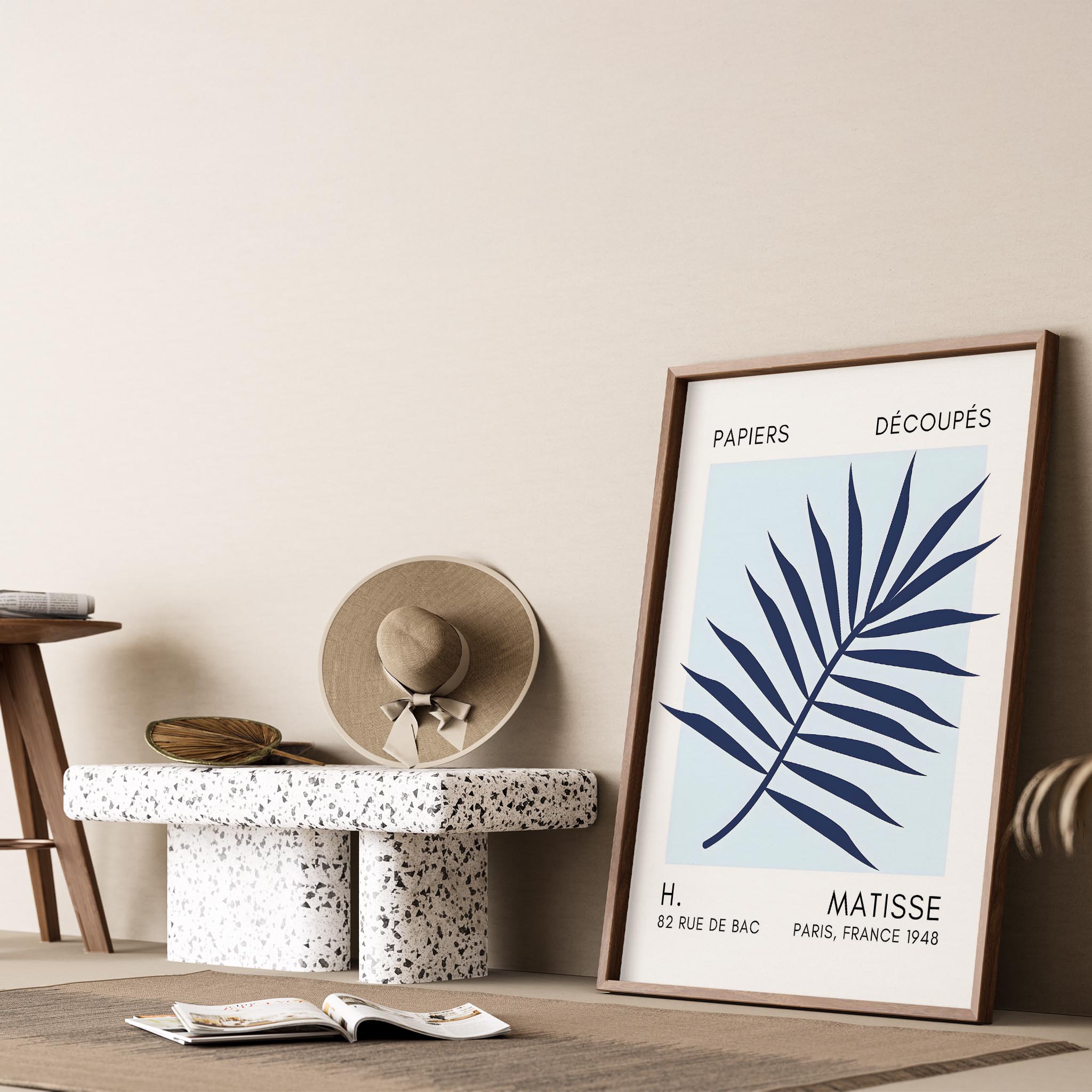 Matisse Kağıt Kesimleri Serisi Mavi Palmiye Yaprağı I Duvar Tablosu