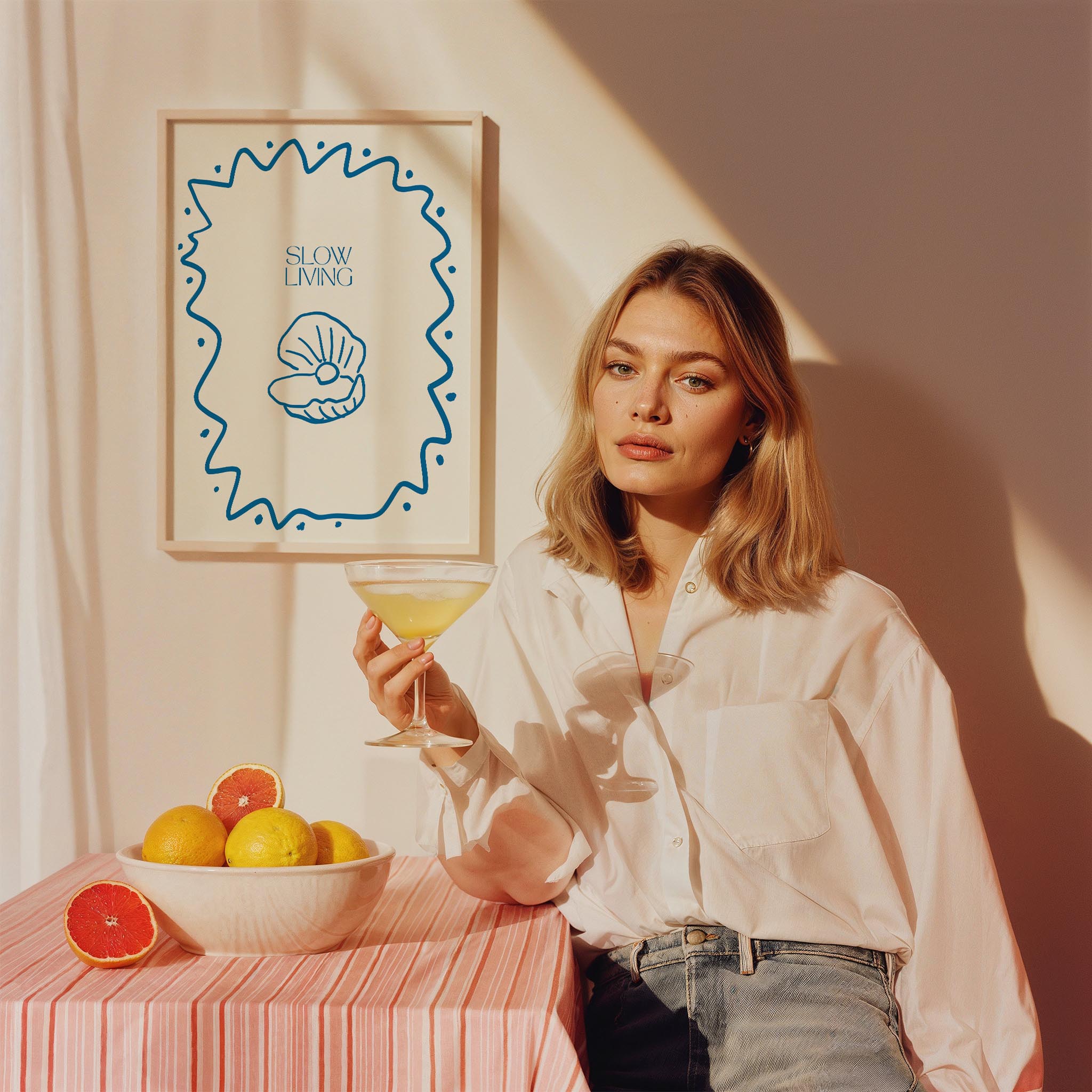 Costiera Amalfitana Deniz Kabuğu İtalyanca Tipografi Mutfak Duvar Tablosu II