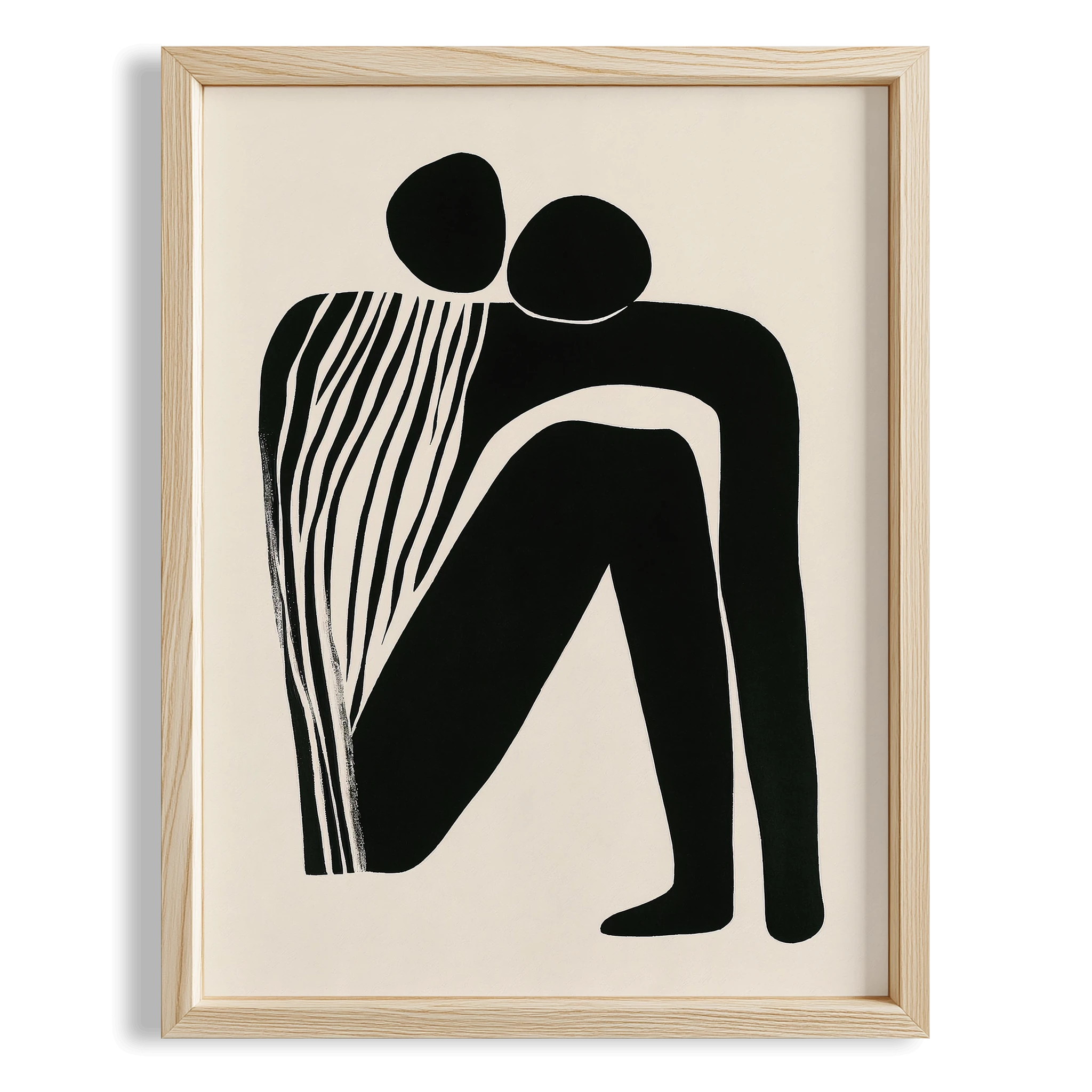 İki Ruh Tek Form - Siyah Beyaz Figüratif