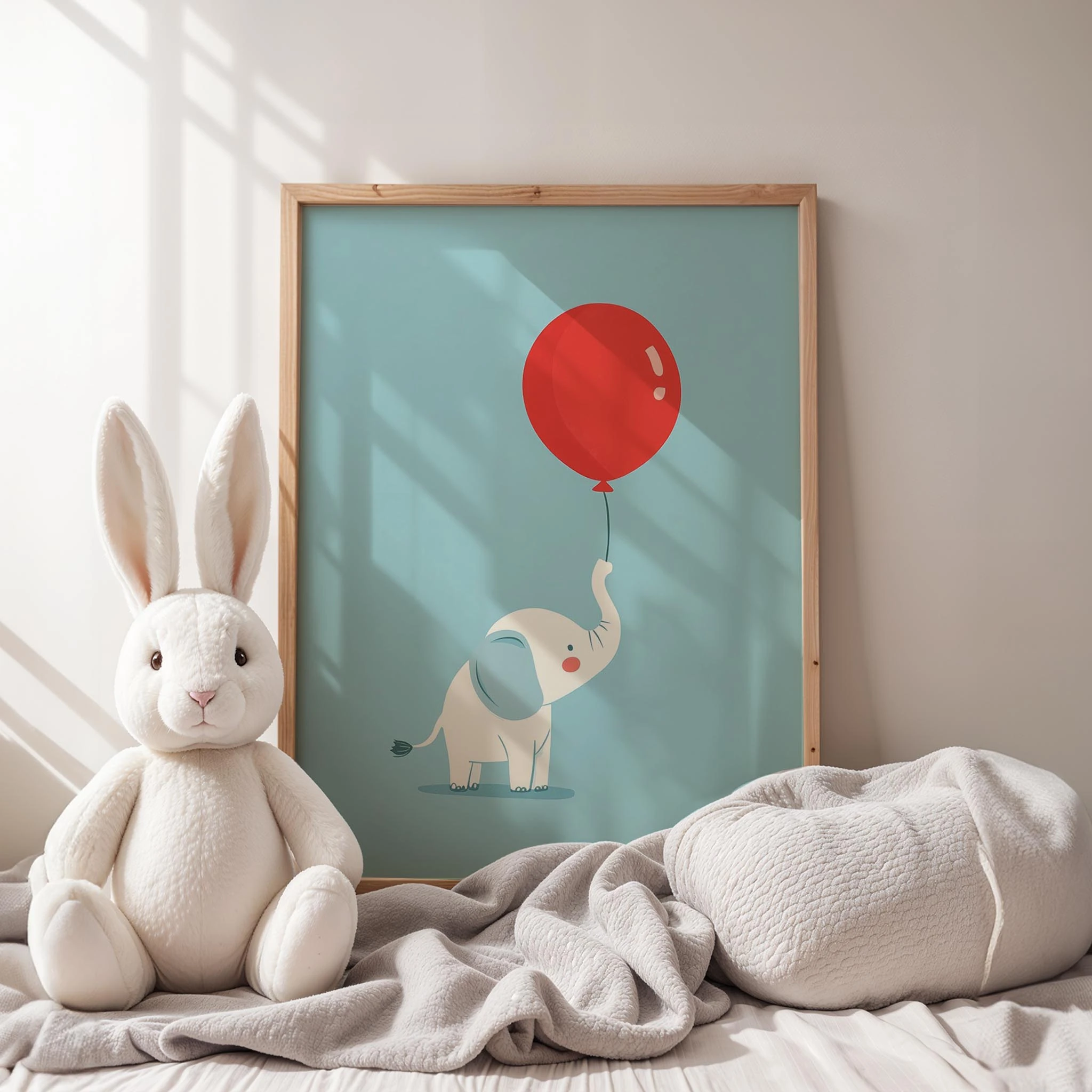 Balonlu Fil - Mavi Fon