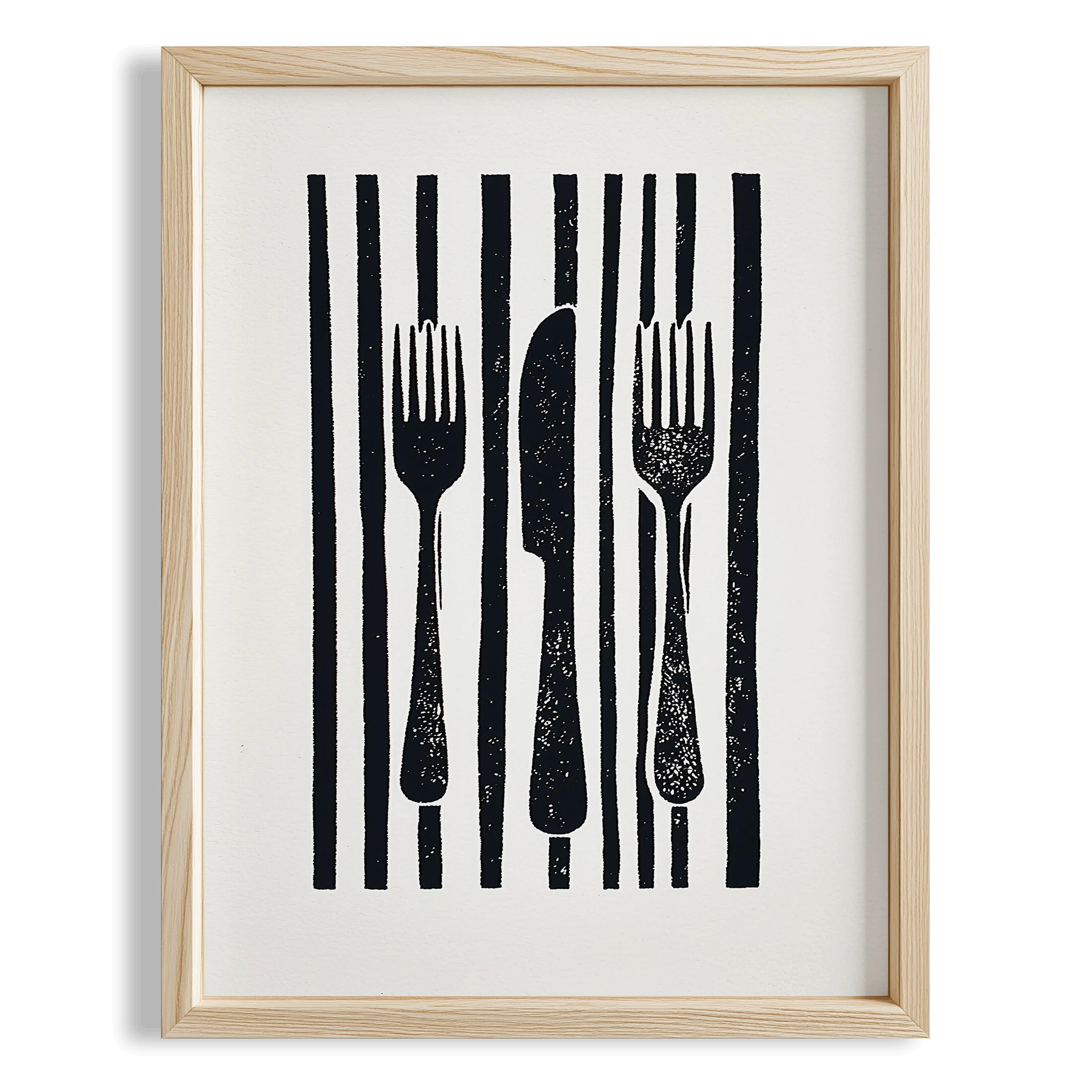 Çatal Kaşık Minimal Siyah Beyaz Mutfak Duvar Tablosu