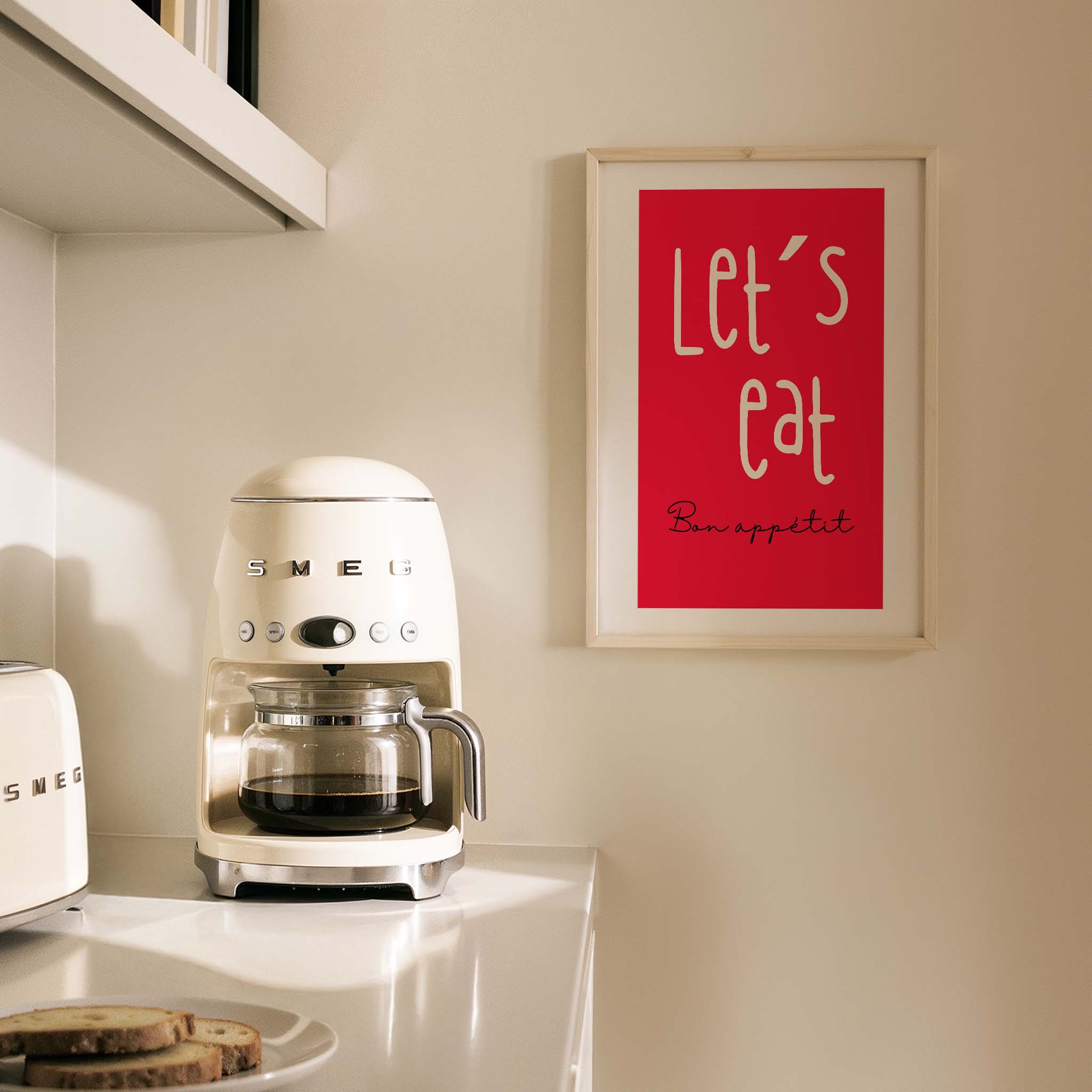 Let’s Eat Bon Appétit Tipografi Mutfak Duvar Tablosu II