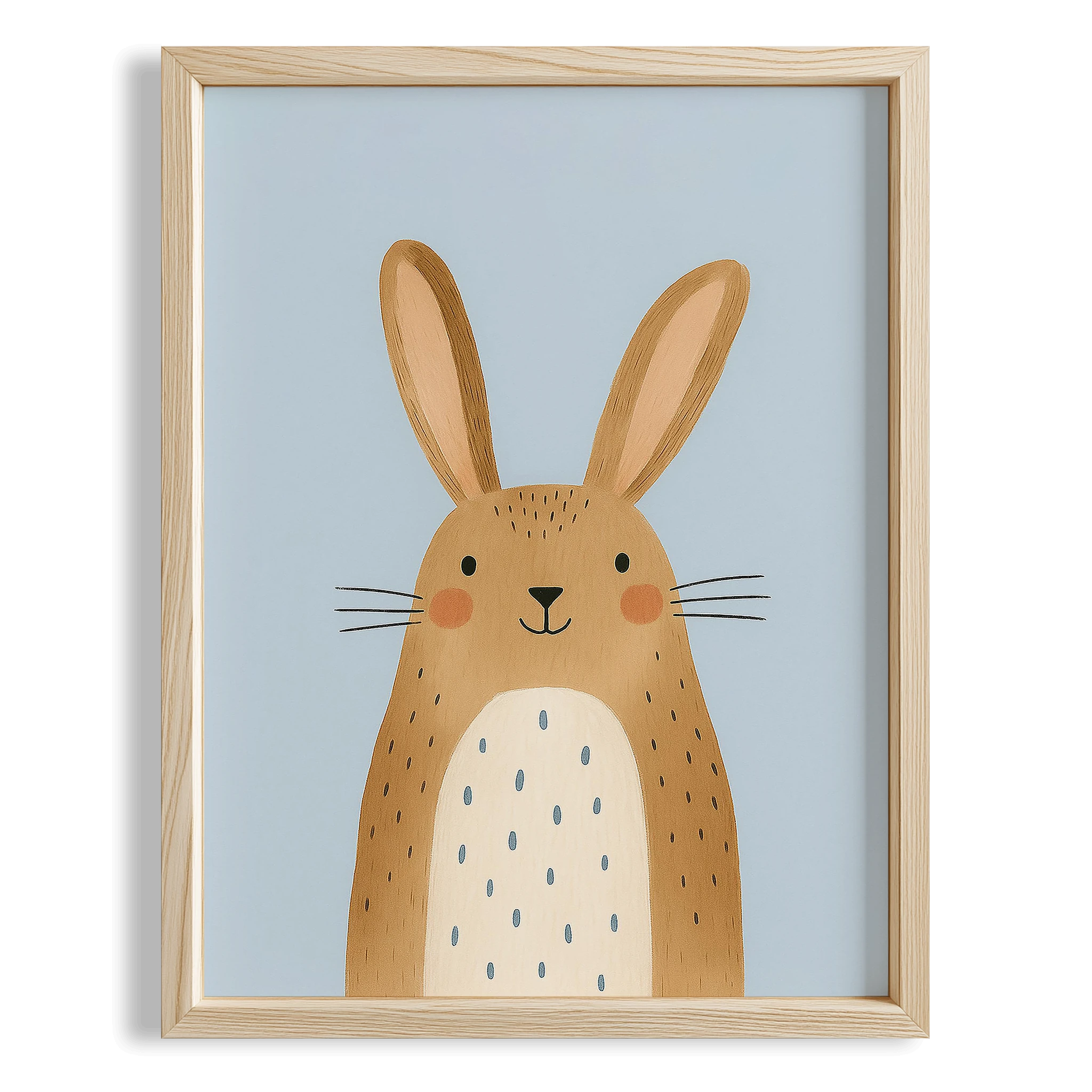 Sevimli Tavşan Mavi Fonlu Erkek Çocuk Odası Ahşap Tablo