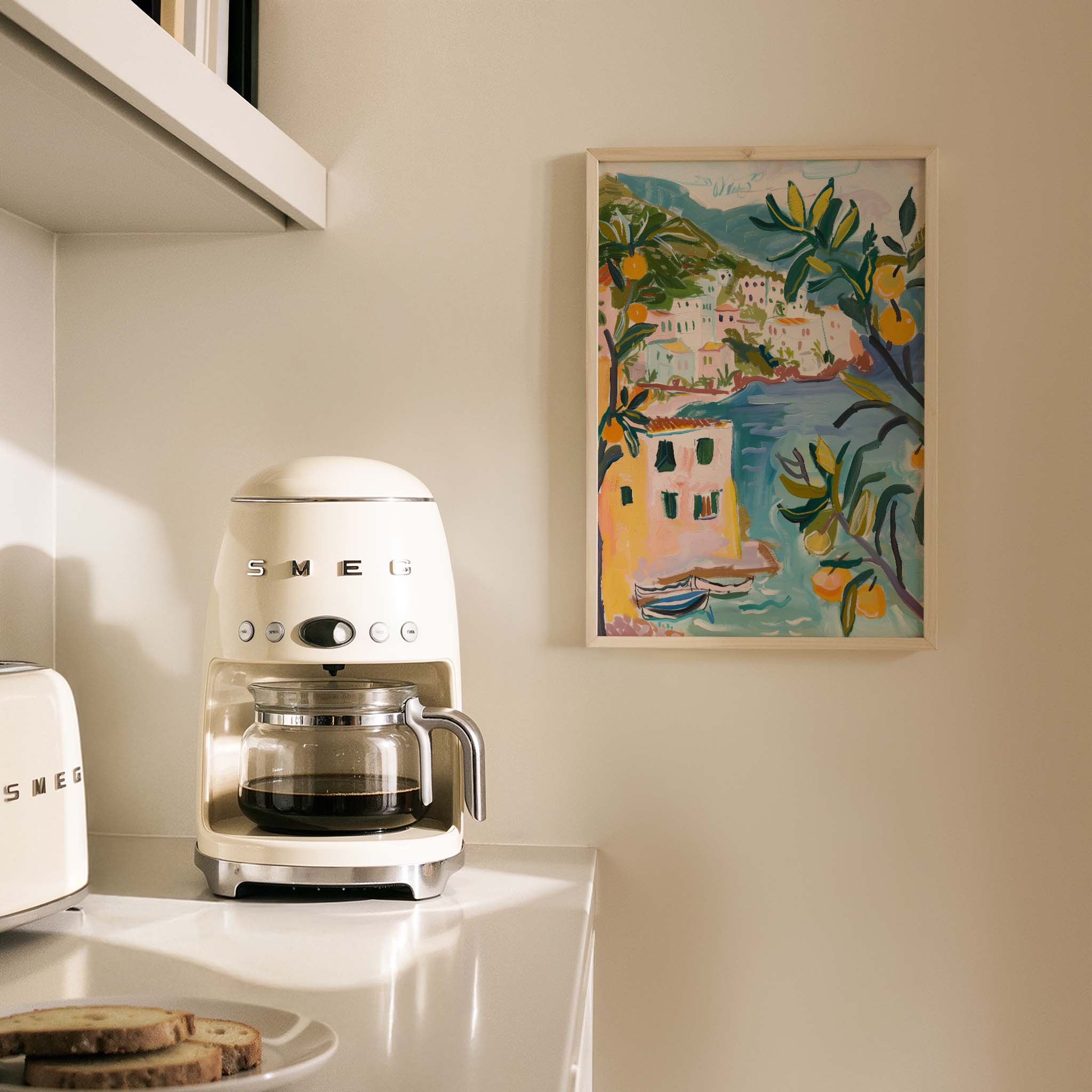 Amalfi Kıyı Evleri ve Limon Ağacı İtalya Koleksiyonu Mutfak Duvar Tablosu