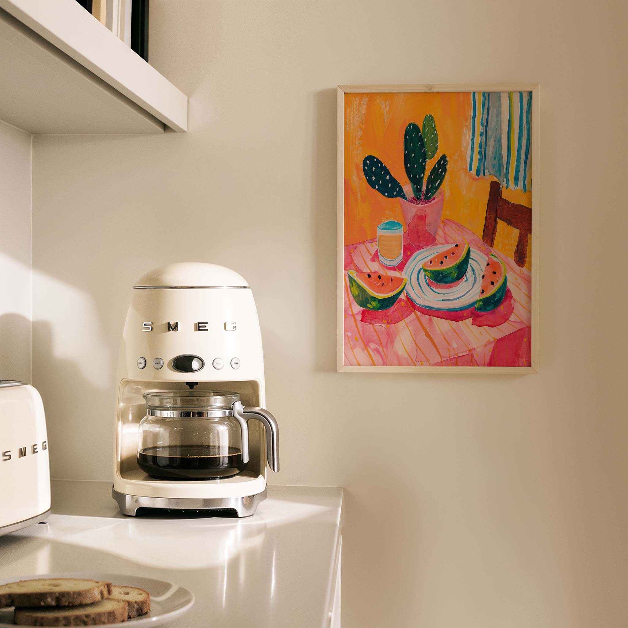 Karpuz ve Kaktüs Pastel Mutfak Duvar Tablosu