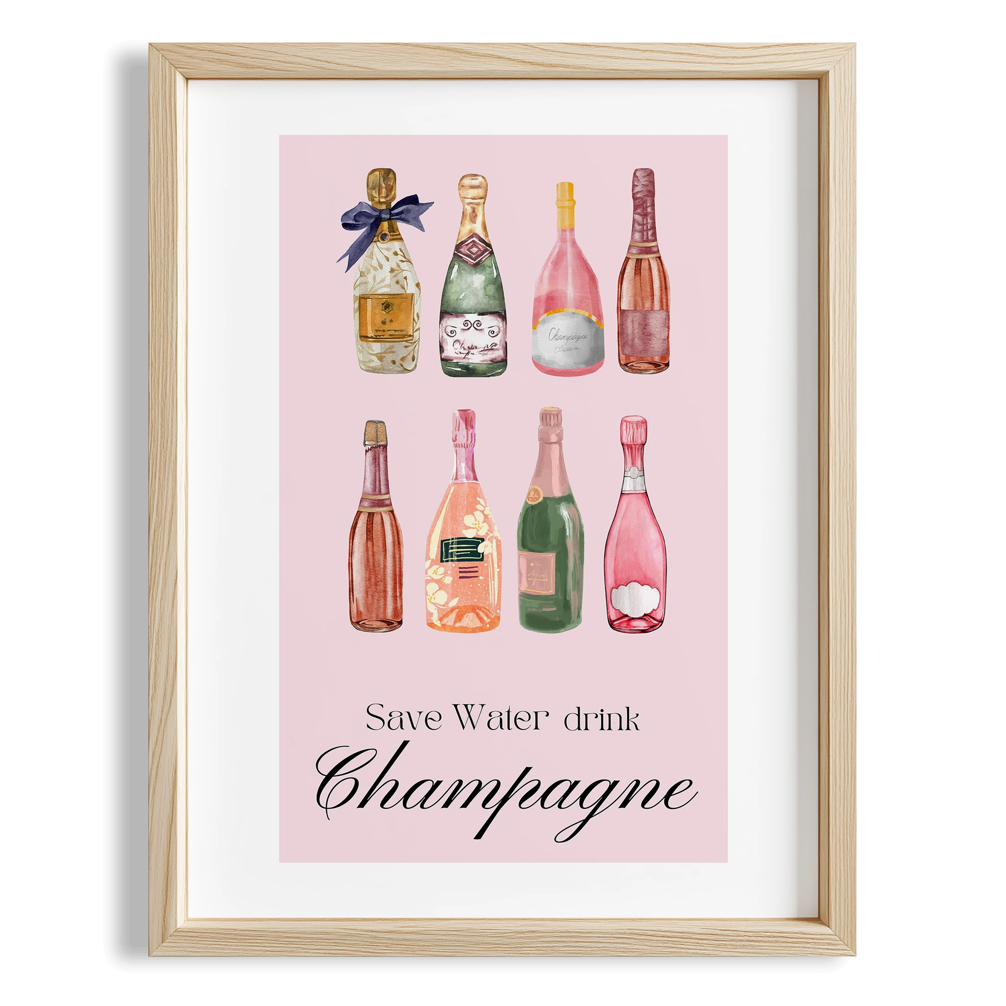 Su Tasarrufu Yap Şampanya İç Kokteyller Mutfak Duvar Tablosu