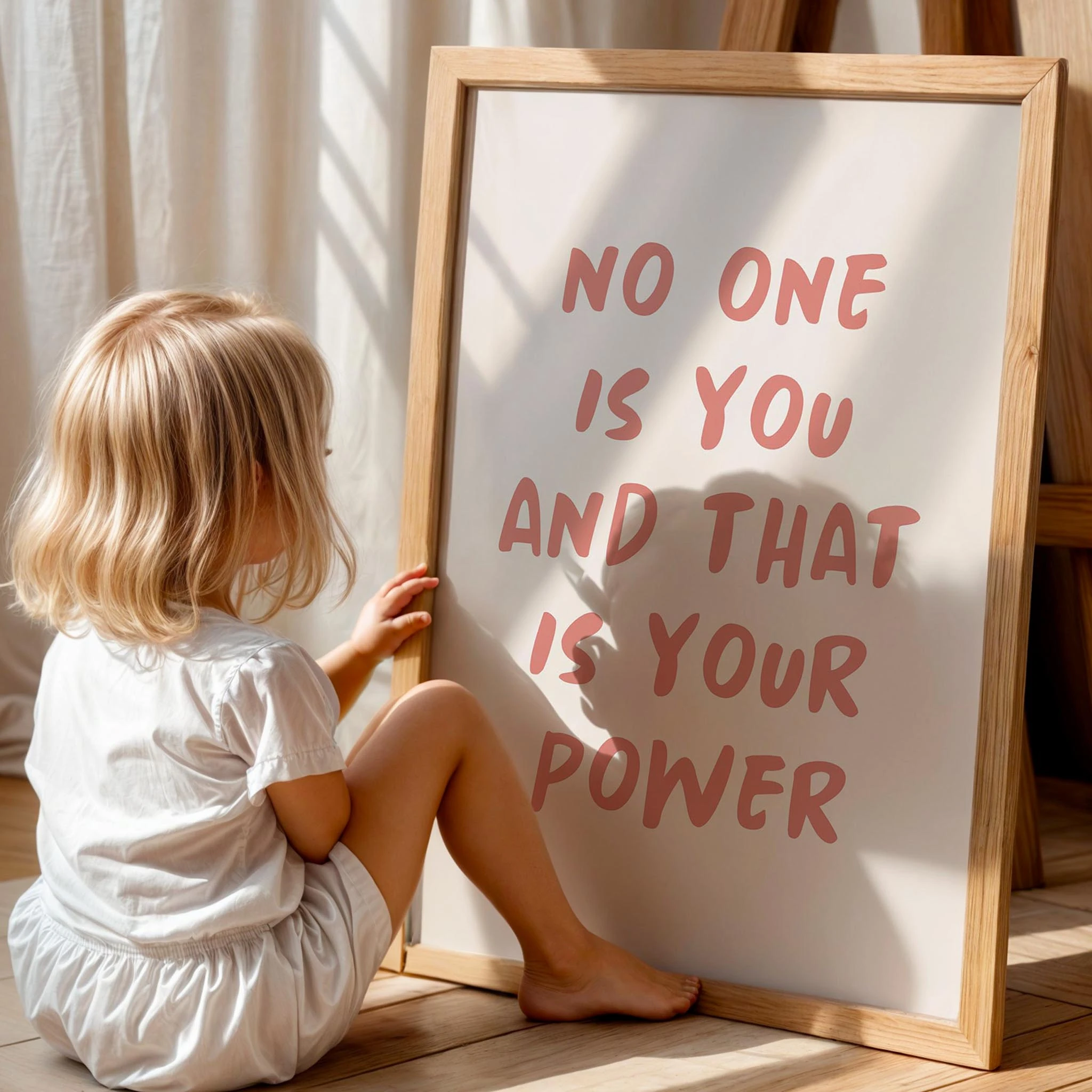 Hiç Kimse Sen Değil Tipografi Kız Çocuk Odası Ahşap Tablo