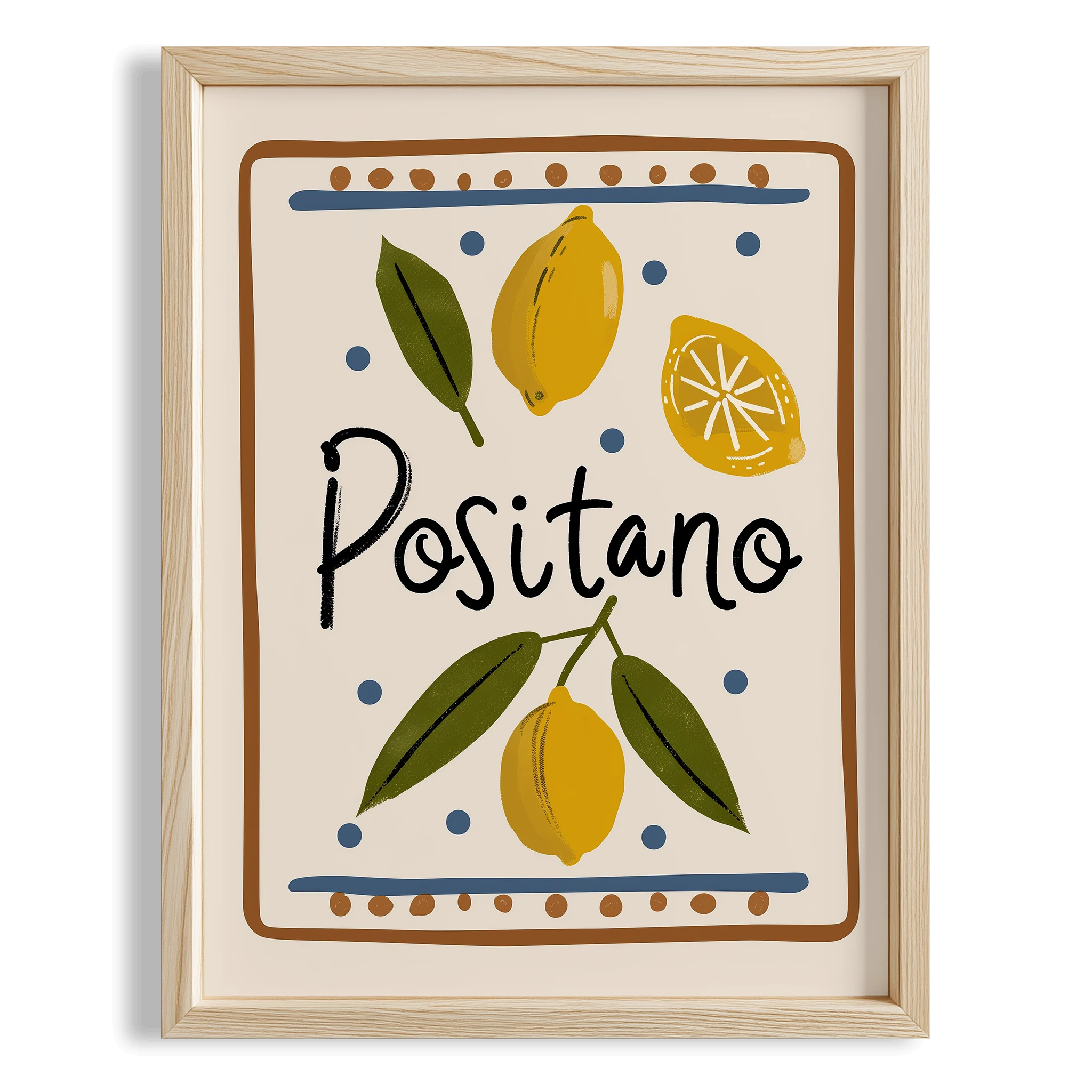 Amalfi & Positano Limonlar İtalyanca Tipografi Mutfak Duvar Tablosu