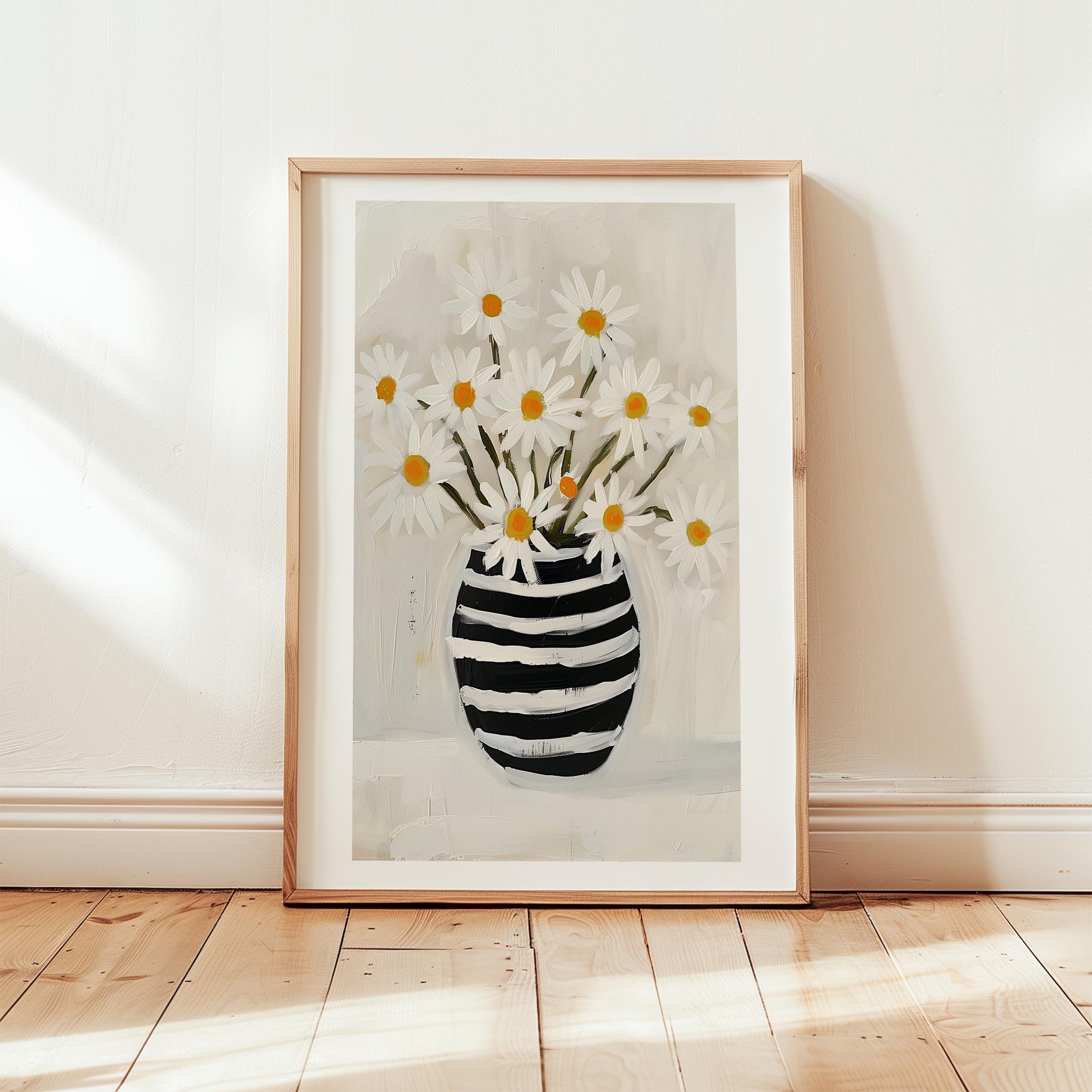 Vazo ve Çiçekler IV - Papatyalar Çizgili