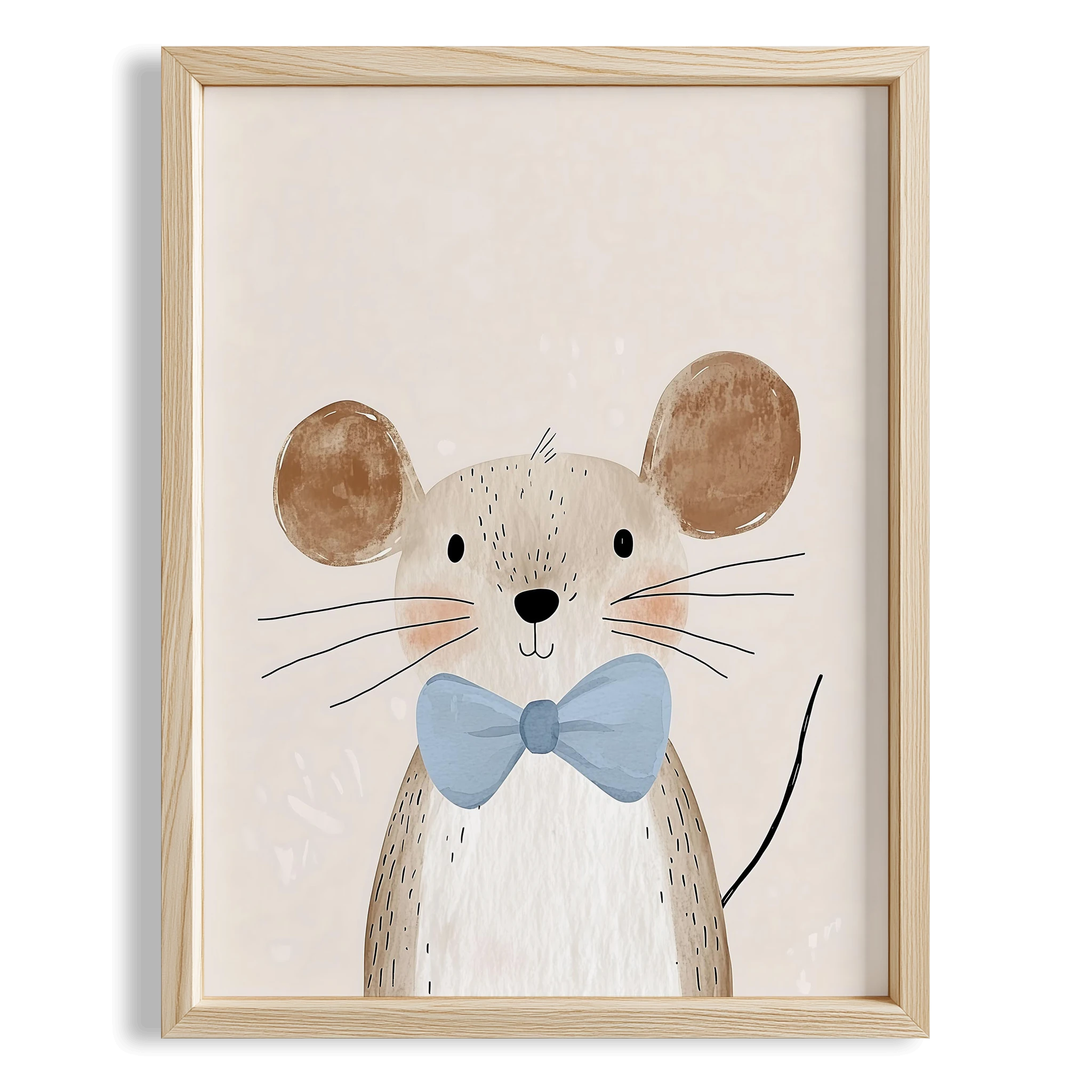 Sevimli Fare Bohem Kız Çocuk Odası Ahşap Tablo