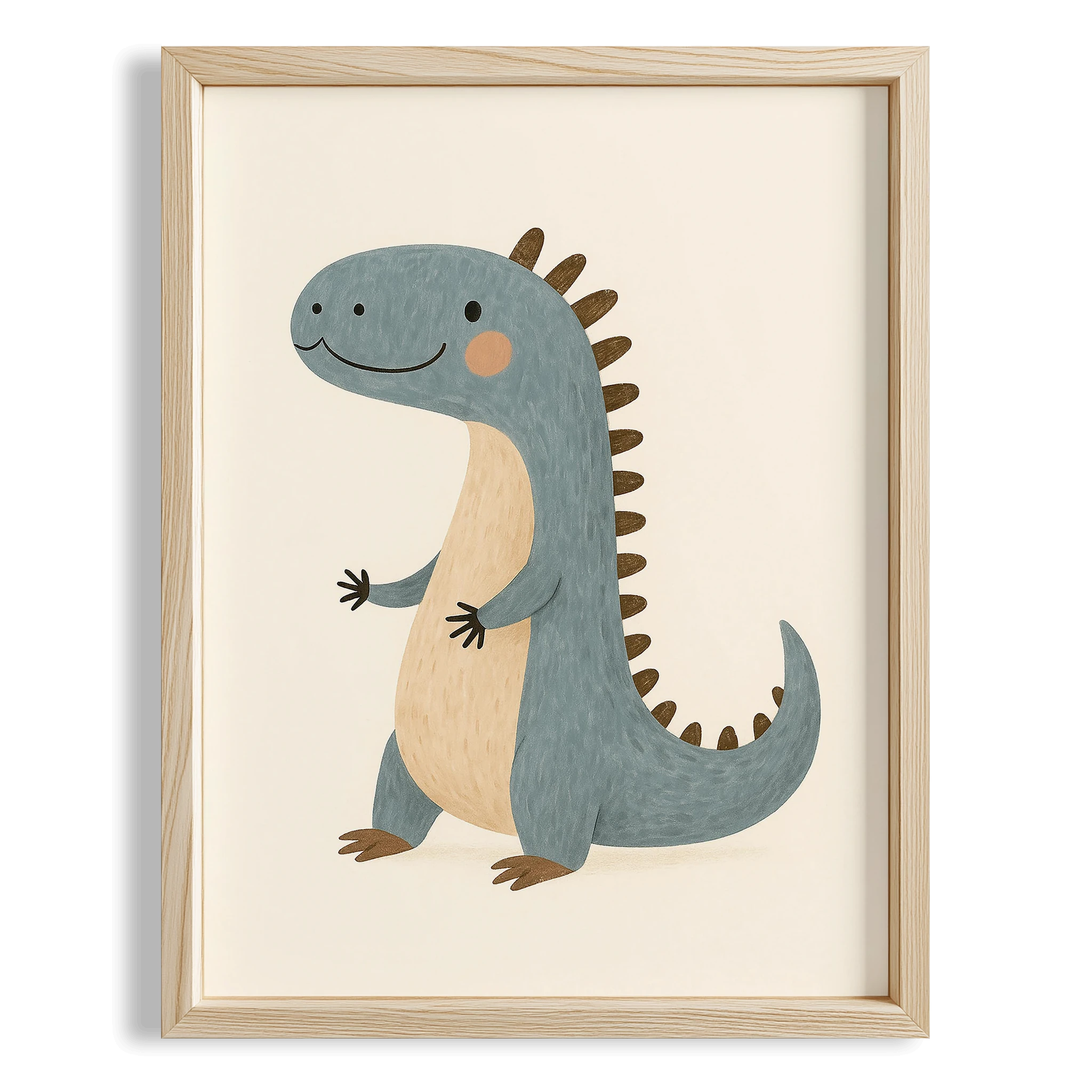 Sevimli Mavi Yavru Dinozor Erkek Çocuk Odası Ahşap Tablo