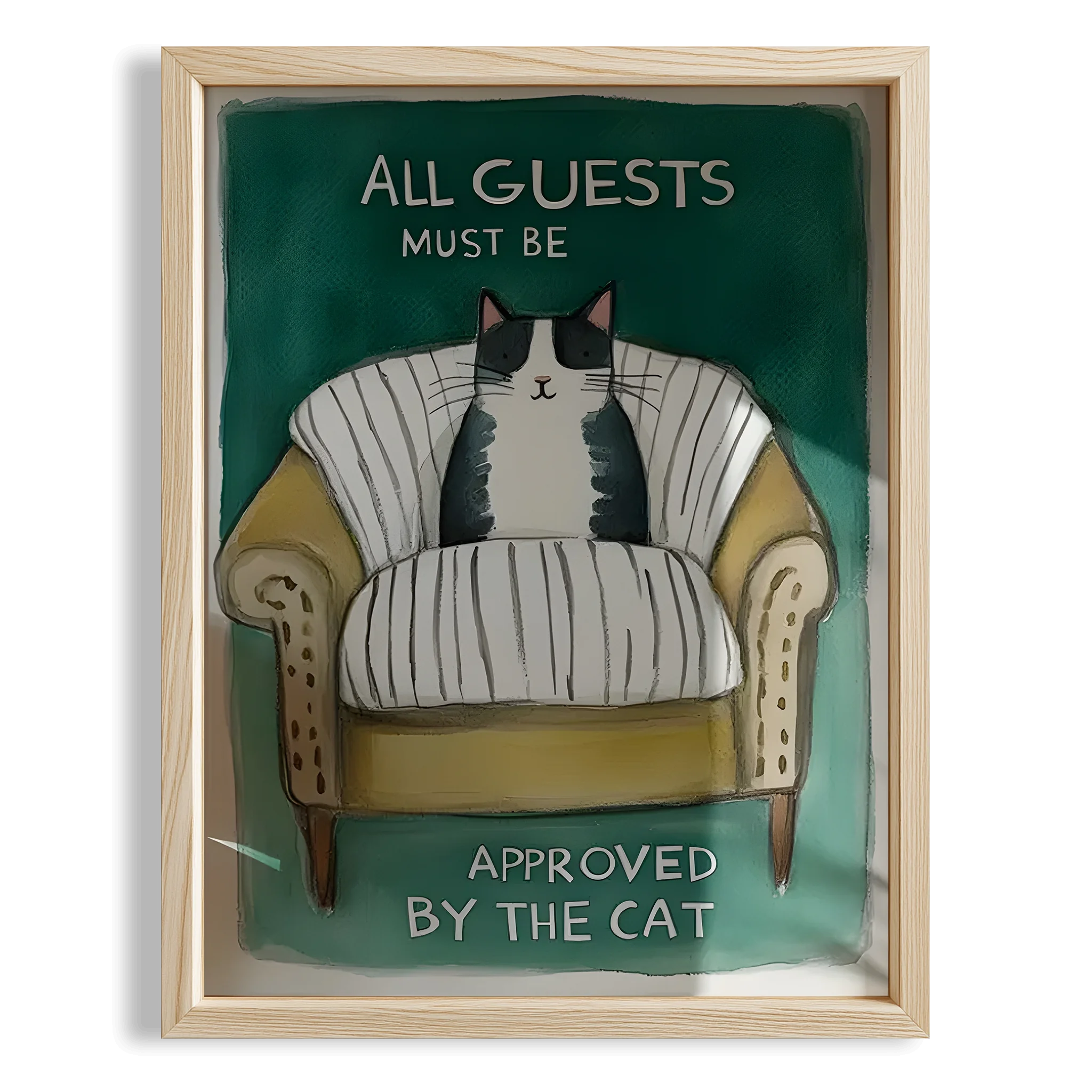 Kedi Baskı I - “All Guests Must Be Approved by the Cat” (Siyah Kedi)
