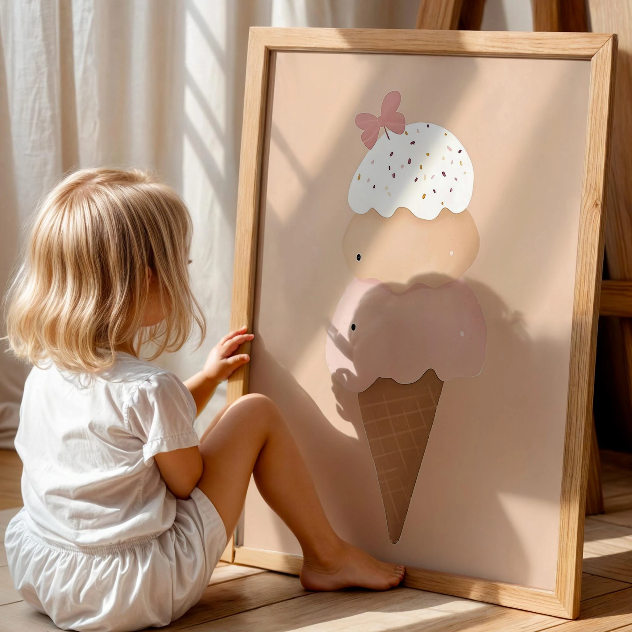 Üç Katlı Dondurma Bohem Kız Çocuk Odası Ahşap Tablo