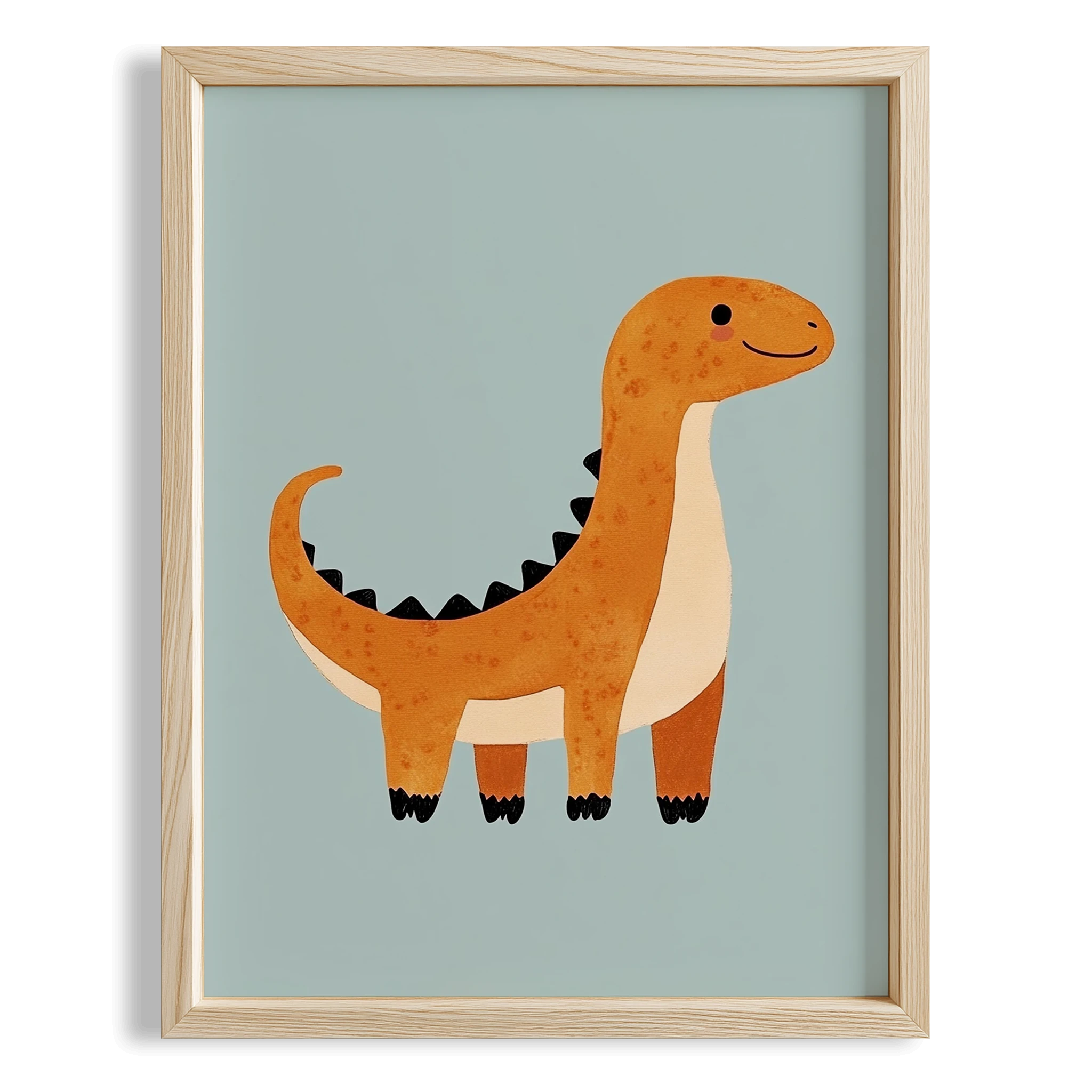 Şirin Dinozor Temalı Açık Mavi Fonlu Çocuk Odası Ahşap Tablo
