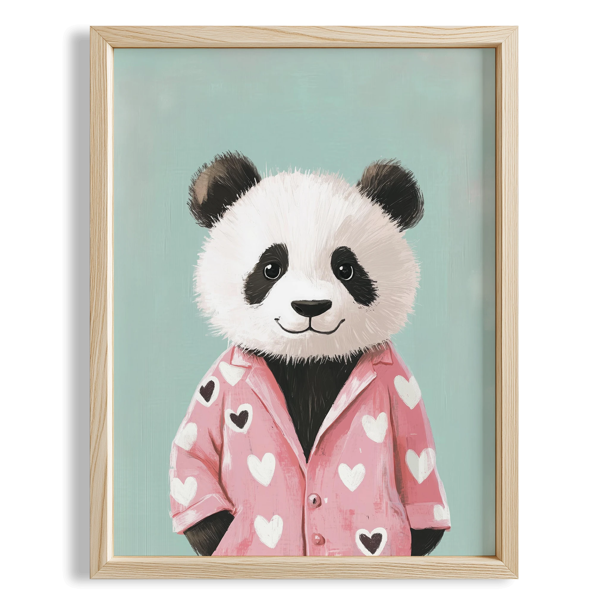 Pijamalı Uykucu Panda - Mavi Fon