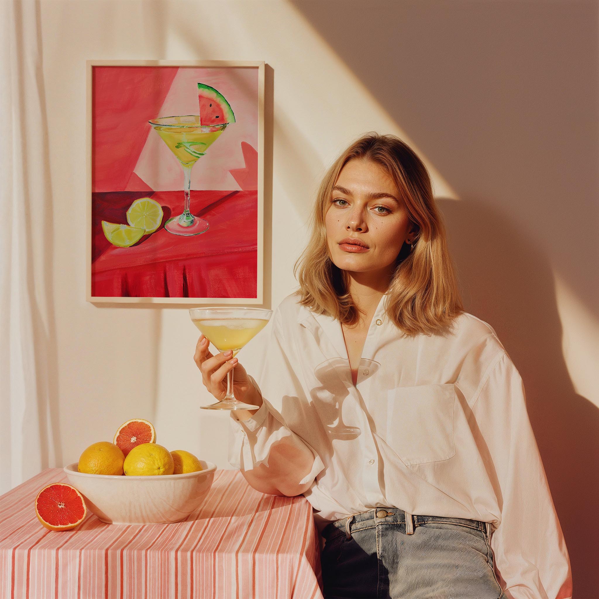 Karpuzlu Kokteyl Yaz İllüstrasyonu Mutfak Duvar Tablosu