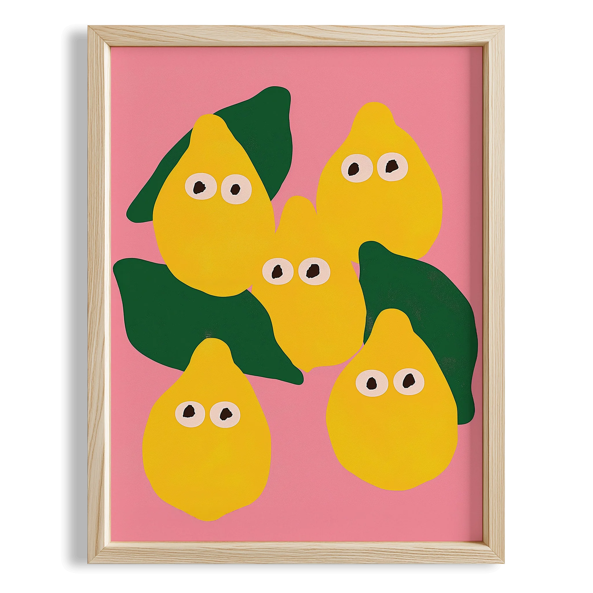 Gözlü Limonlar - Eklektik Tarzda Çocuk Odası Dekorasyonu Ahşap Çerçeveli Duvar Tablosu