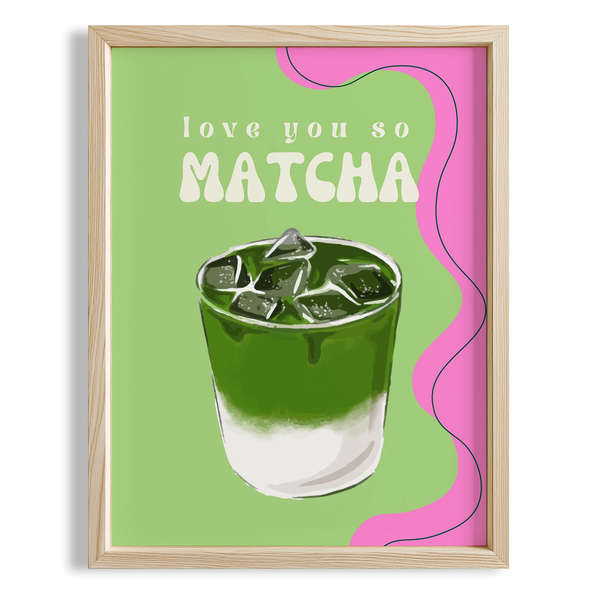 Love You So Matcha Latte Tipografi Mutfak Duvar Tablosu