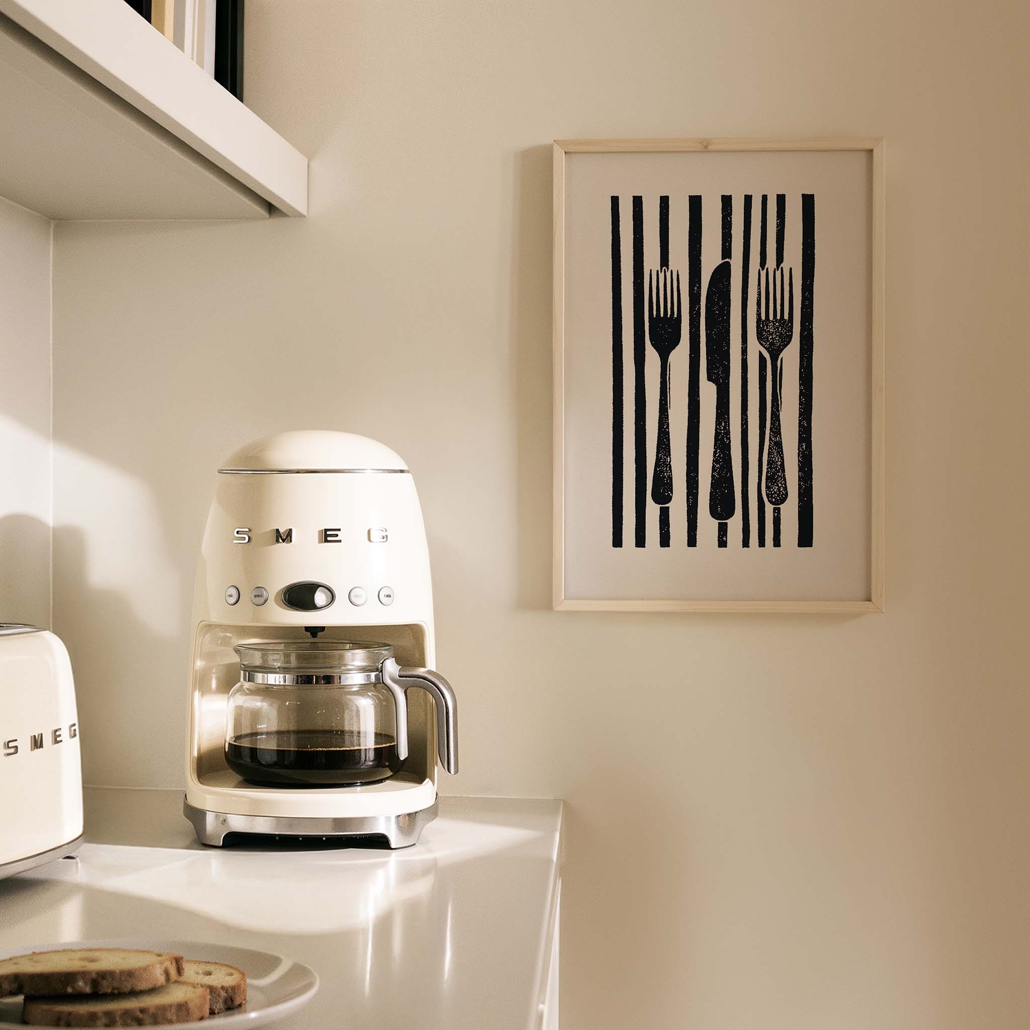 Çatal Kaşık Minimal Siyah Beyaz Mutfak Duvar Tablosu