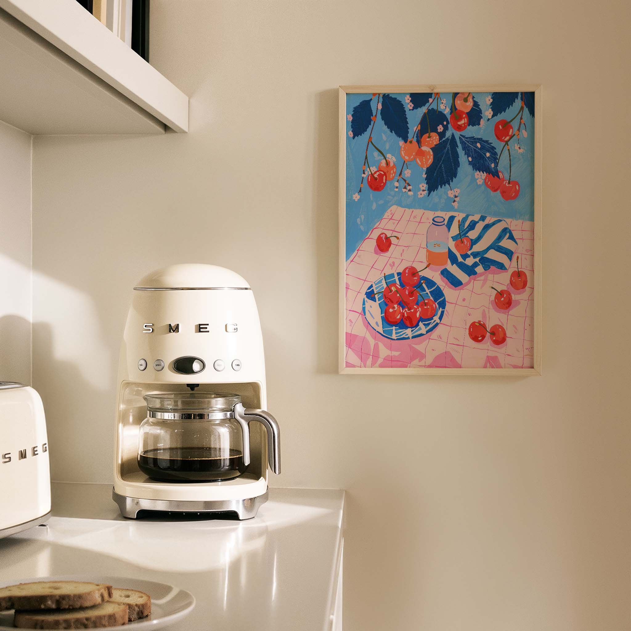 Kirazlı Tatlı Sofrası Yaz Teması Mutfak Duvar Tablosu