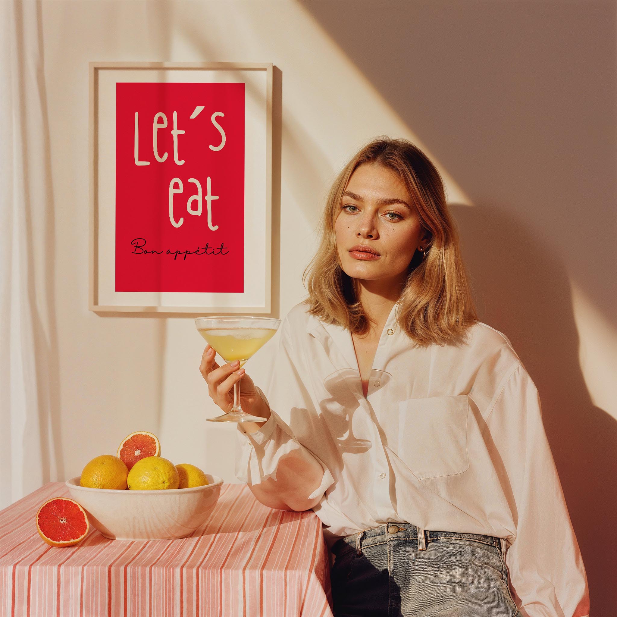 Let’s Eat Bon Appétit Tipografi Mutfak Duvar Tablosu II