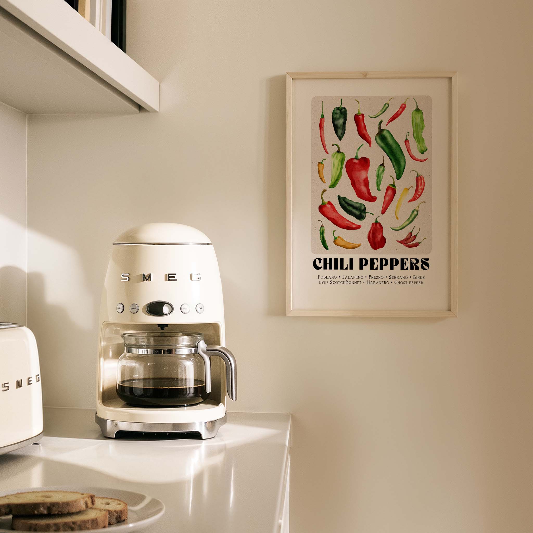 Chilli Market Acı Biber Sebzeler Mutfak Duvar Tablosu III