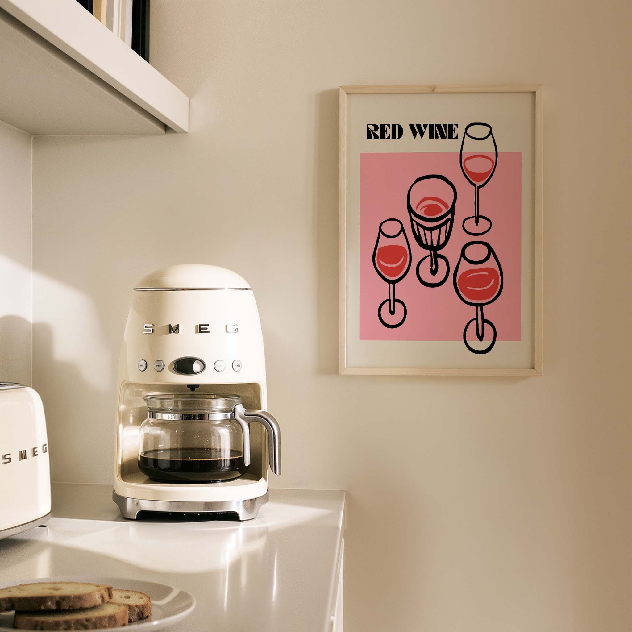 Kırmızı Şarap Kokteyller Mutfak Duvar Tablosu
