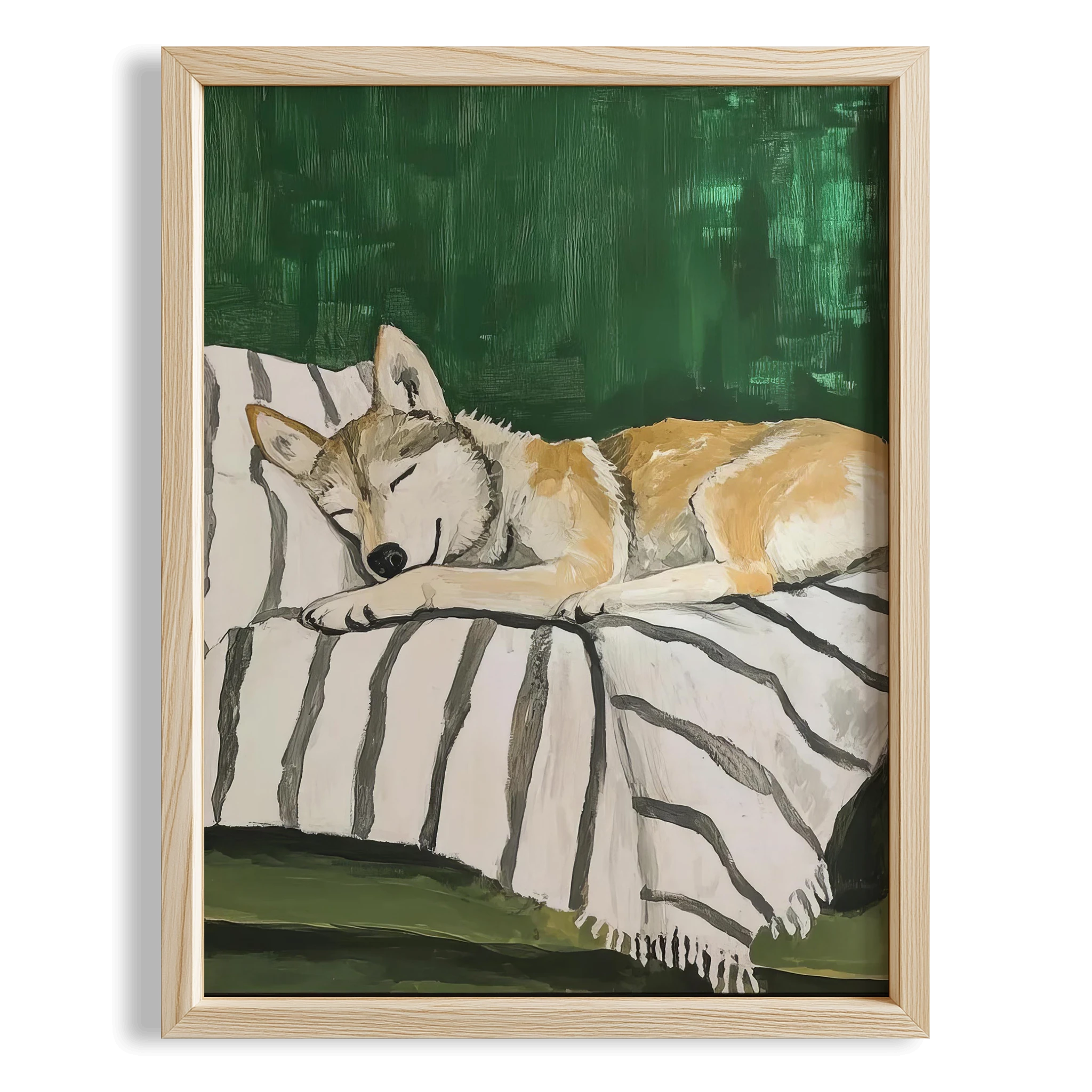 Köpek Portre VIII - Husky Çizgili Zümrüt