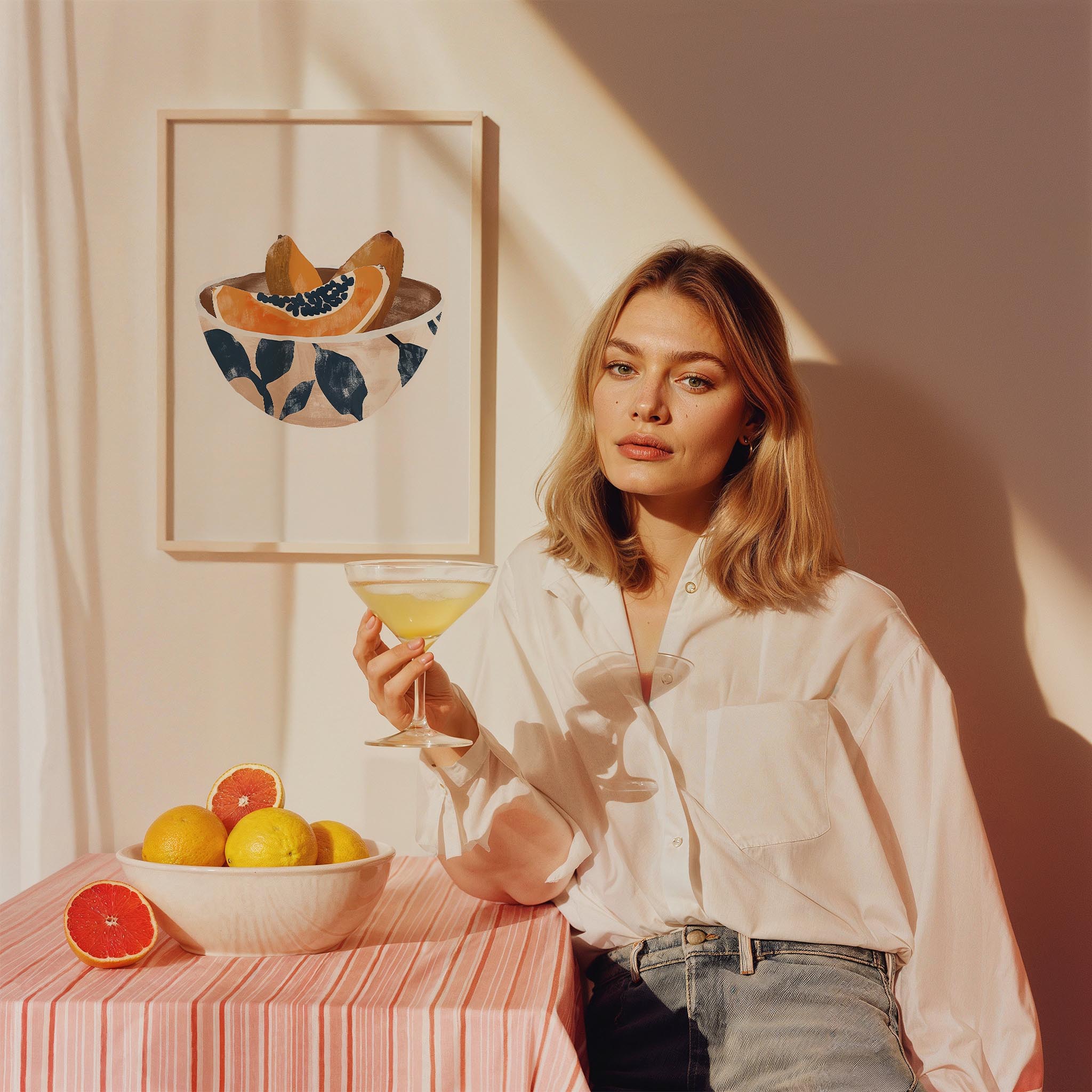 Costiera Amalfitana Papaya Akdeniz İtalya Koleksiyonu Mutfak Duvar Tablosu