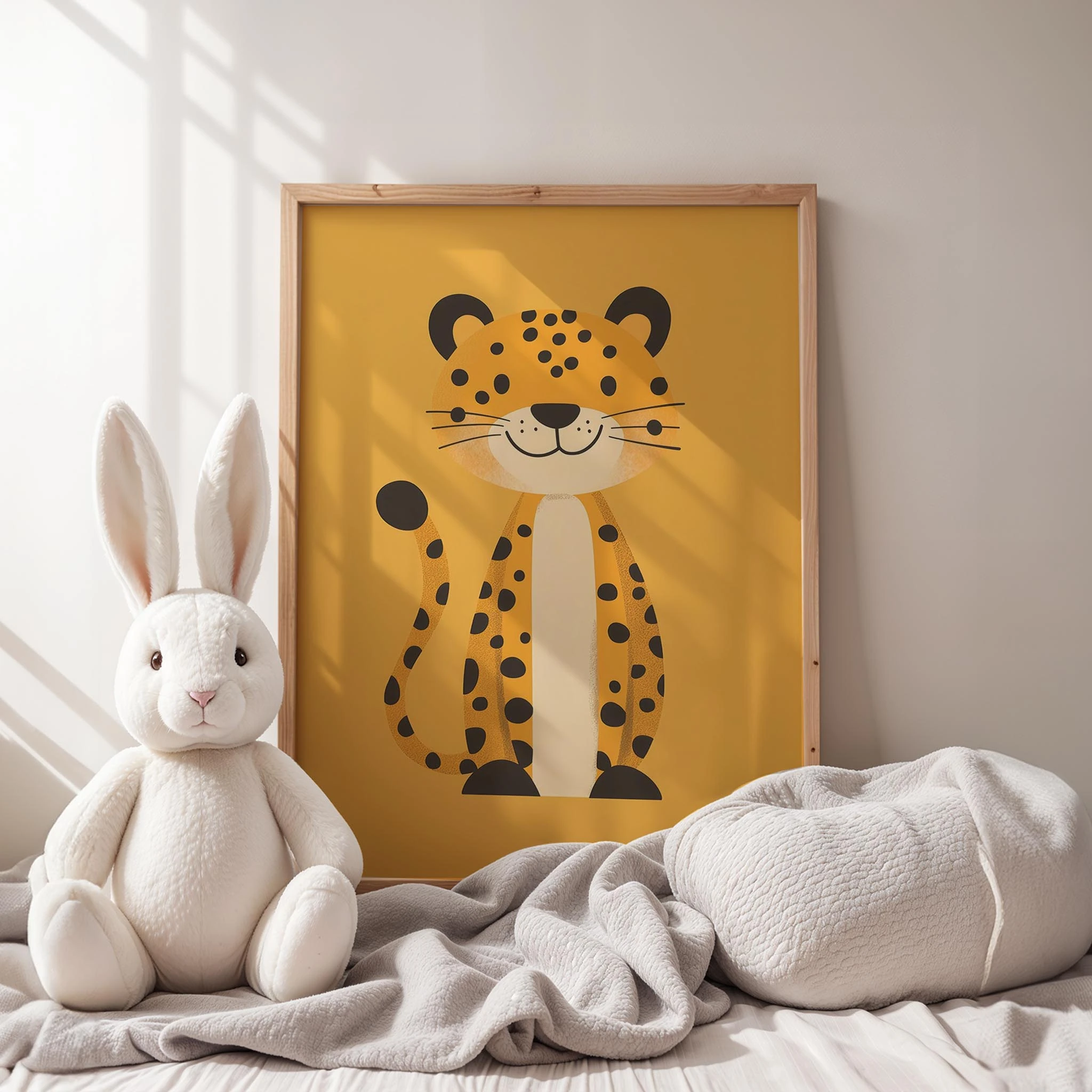 Sevimli Leopar - Sarı Fon