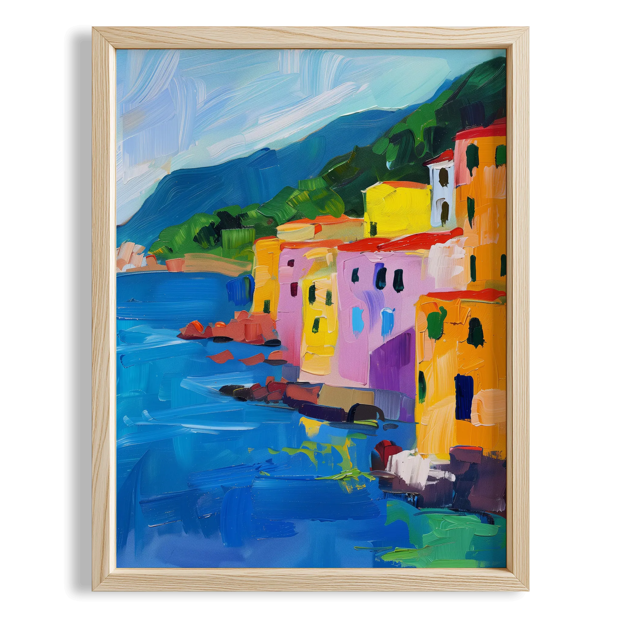 Amalfi Evleri Manzara Akdeniz İtalya Koleksiyonu Mutfak Duvar Tablosu