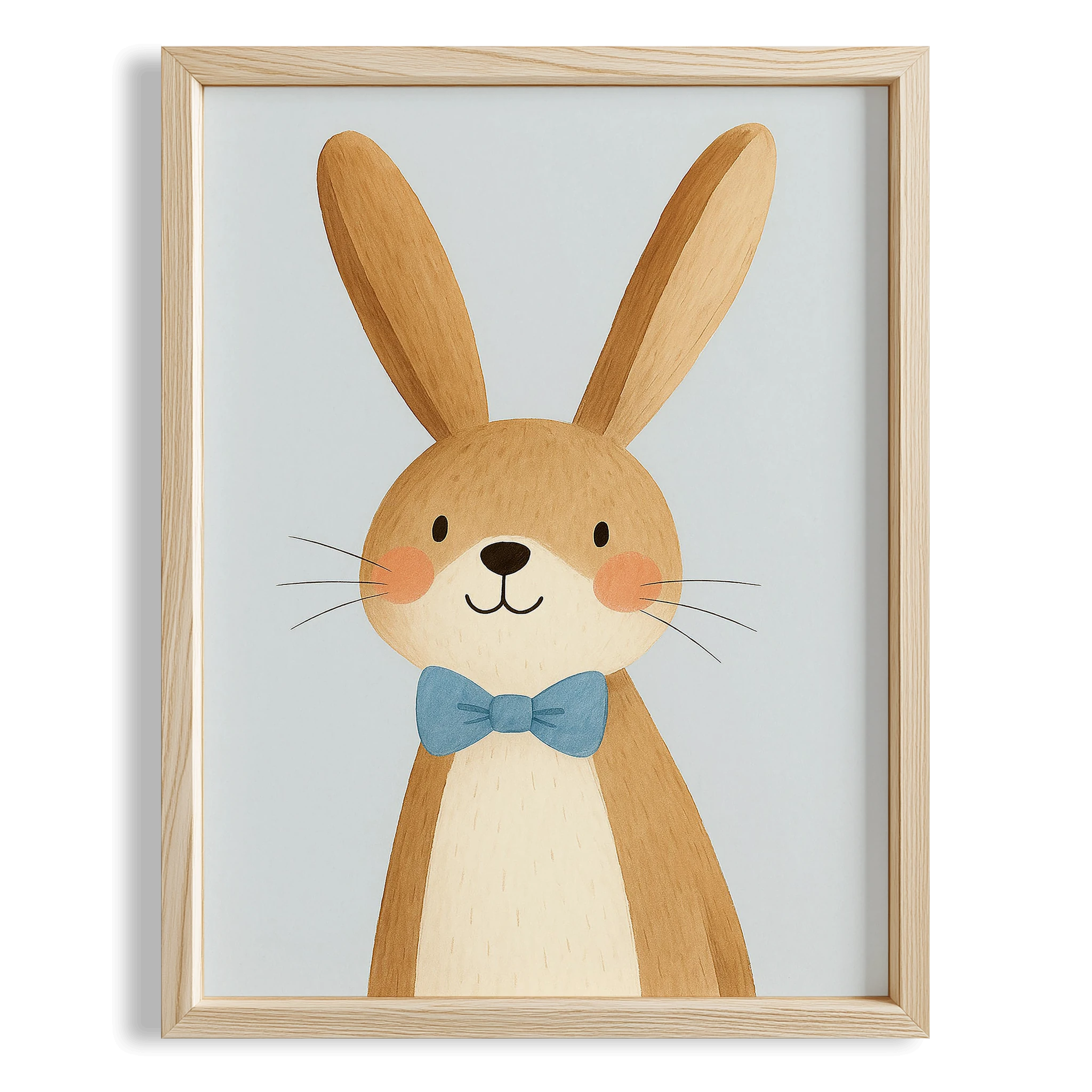 Sevimli Tavşan Mavi Hayvan Temalı Çocuk Odası Ahşap Tablo