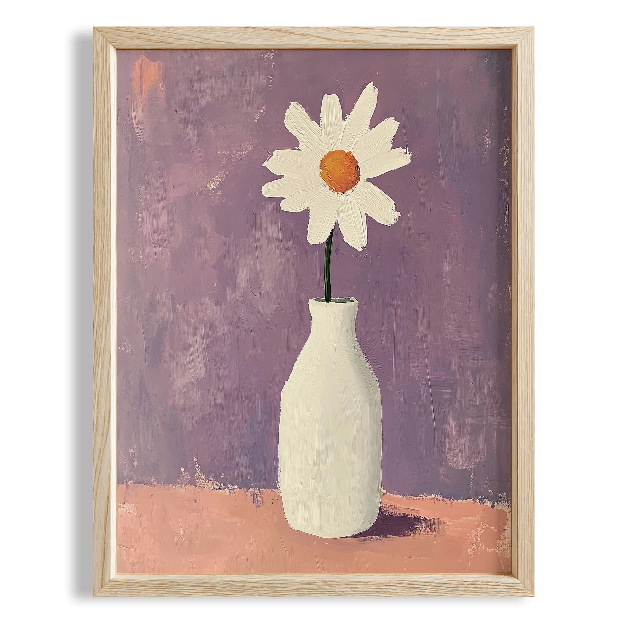 Beyaz Papatya Minimal Vazo - Duvar Tablosu