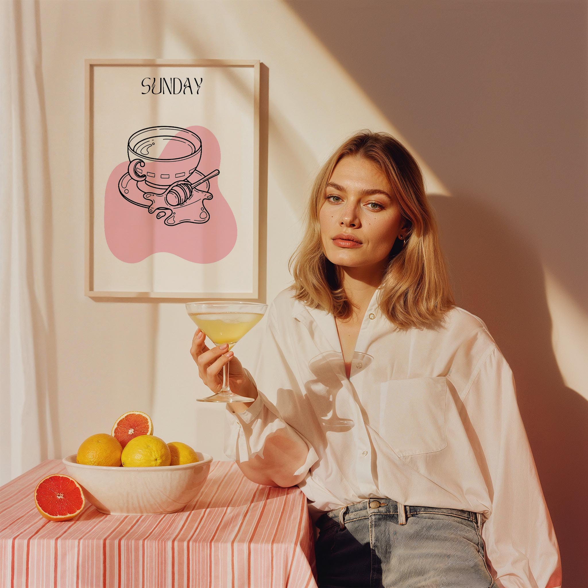 Pazar Günü Weekend Drinks Çay Mutfak Duvar Tablosu