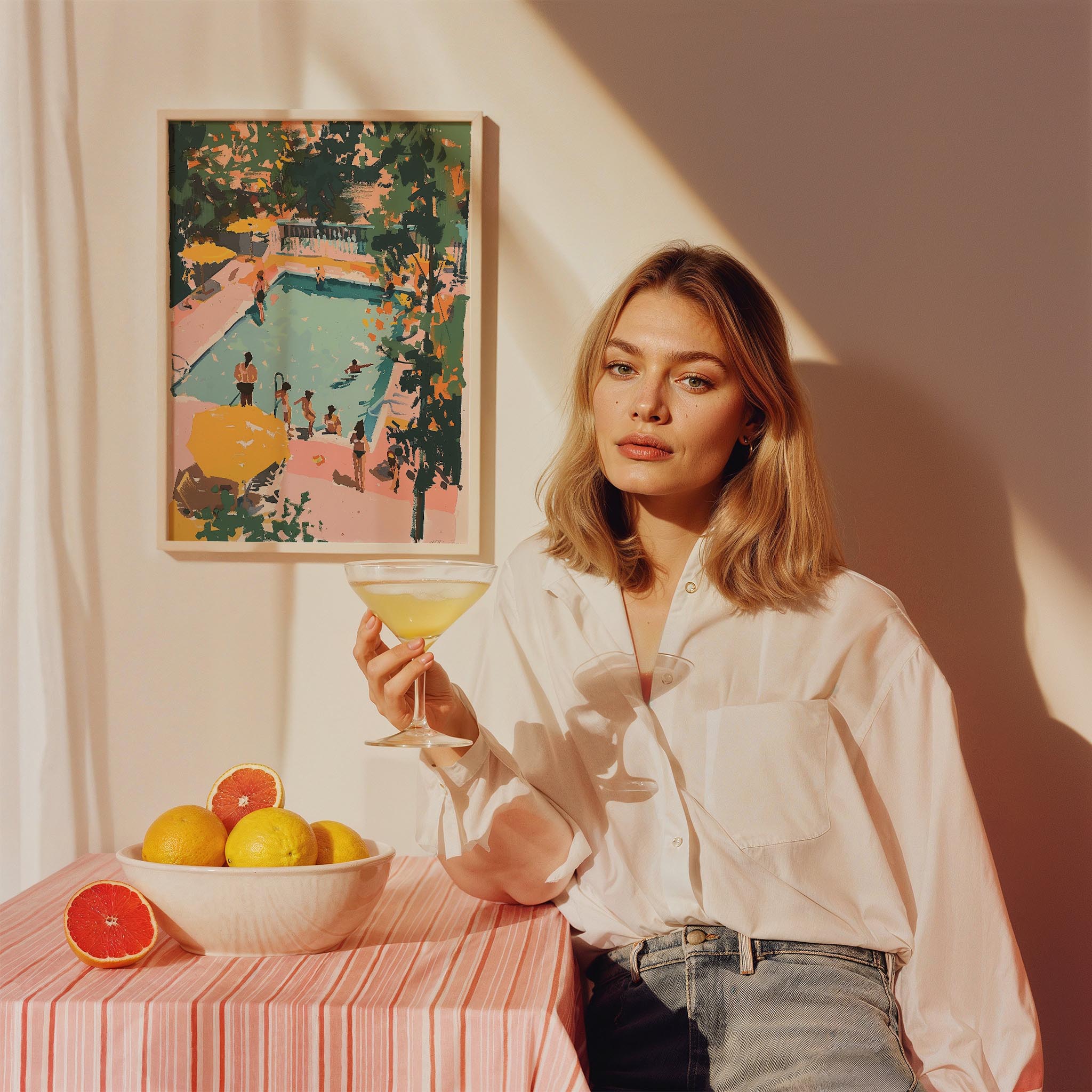 Havuz Kenarında İnsanlar Maximalist - Duvar Tablosu