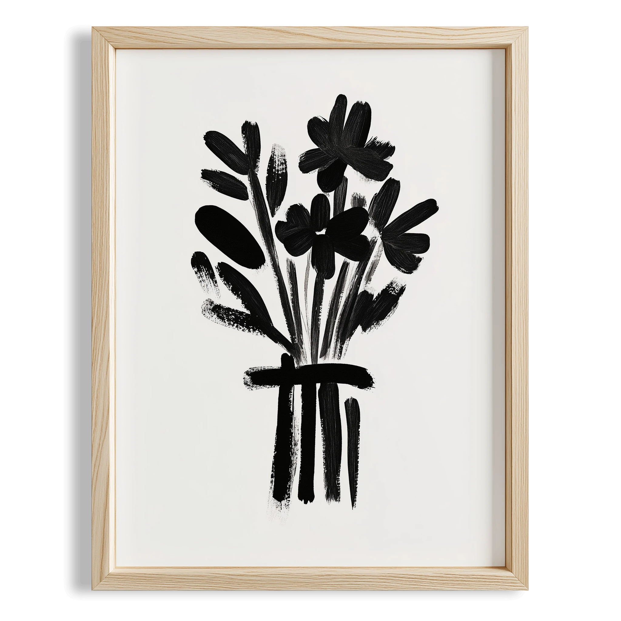 Vazo ve Çiçekler X - Siyah Beyaz Çizgiler