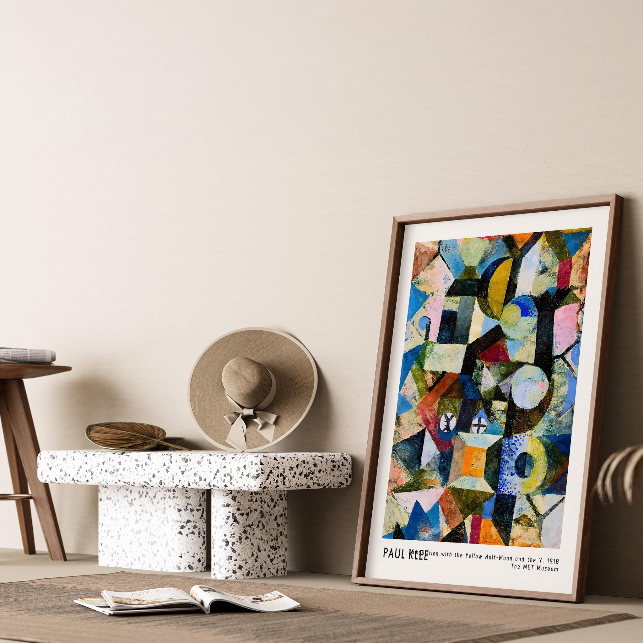 Paul Klee Sarı Yarım Ay-Y ile Kombinasyon 1918 Suluboya I Duvar Tablosu