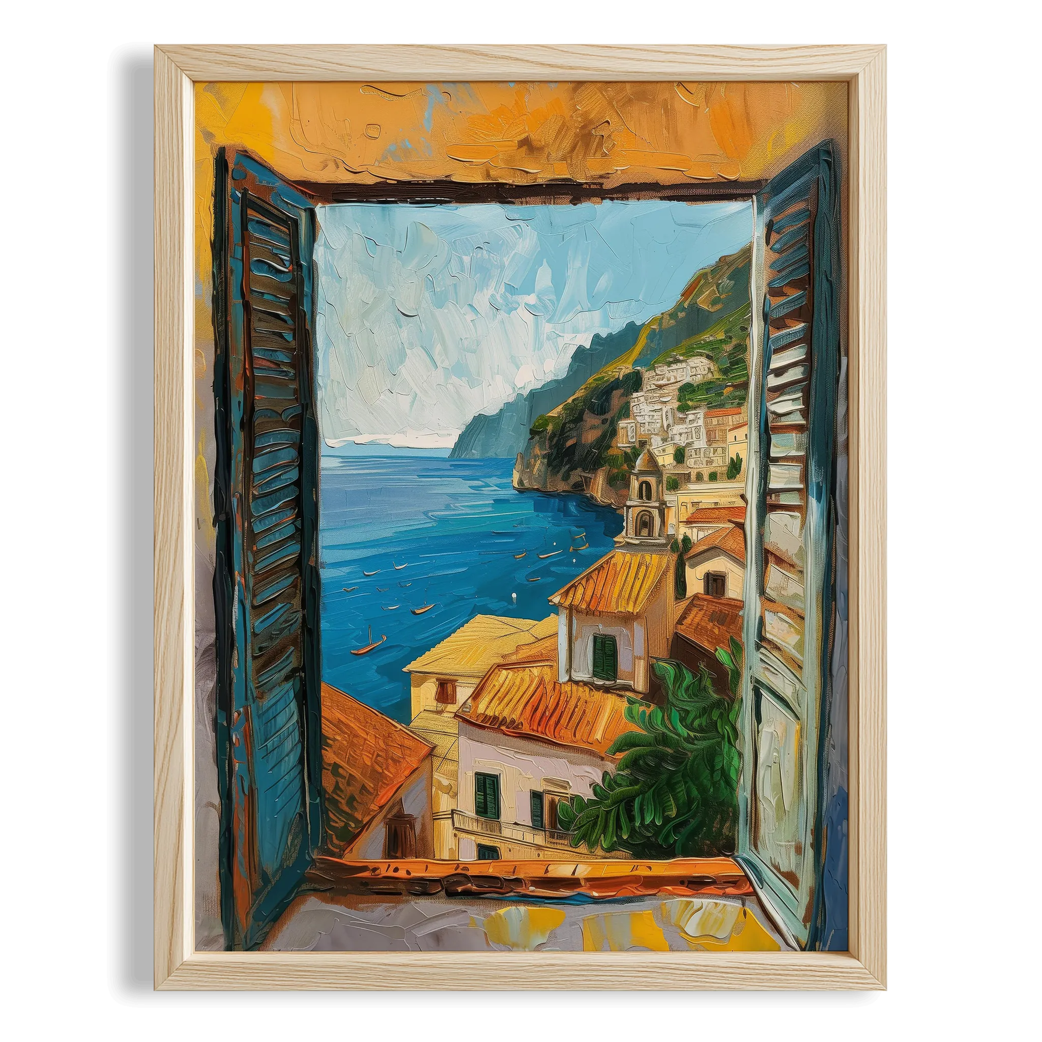 Amalfi Penceresinden Manzara Akdeniz İtalya Koleksiyonu Mutfak Duvar Tablosu