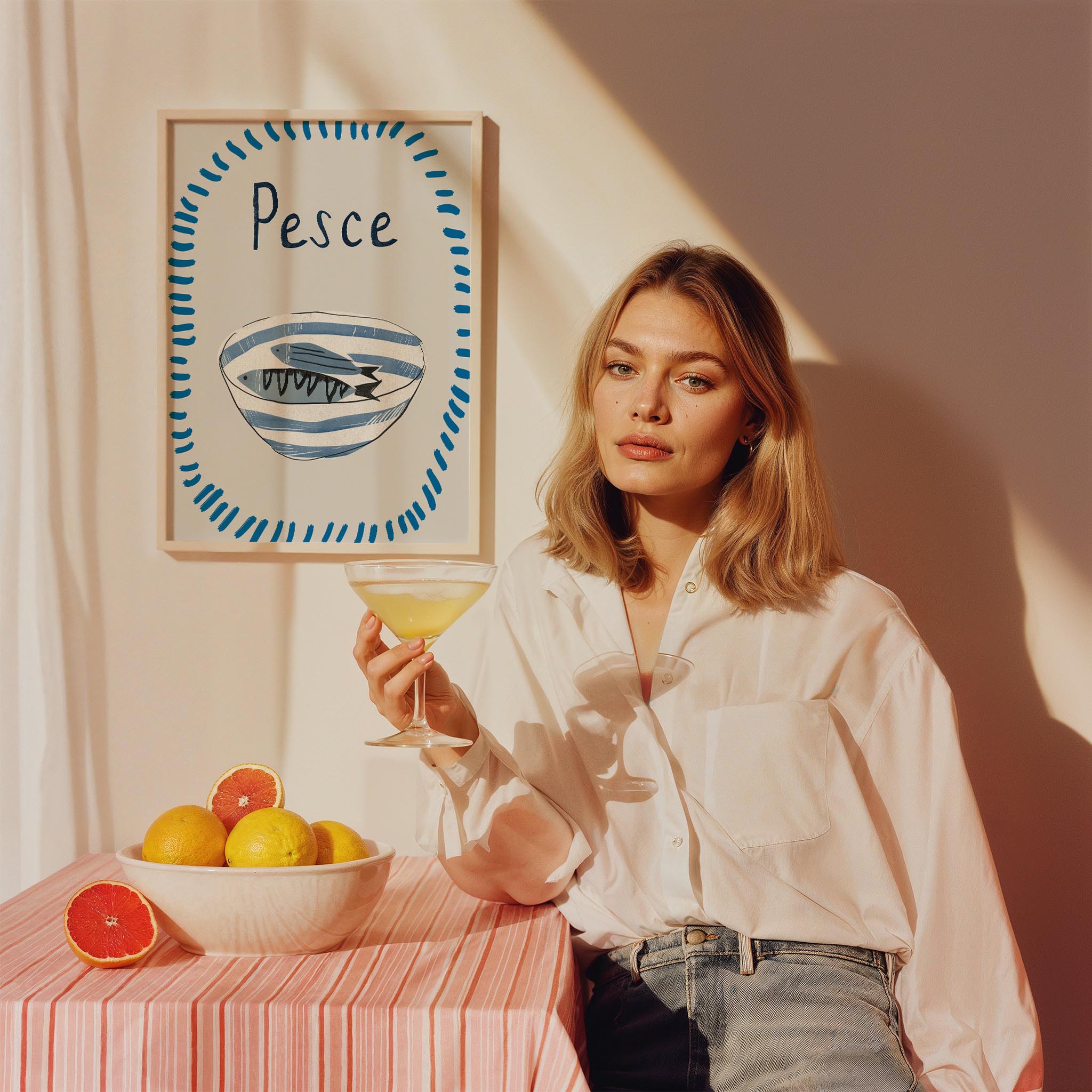 Pesce İtalyanca Tipografi Mutfak Duvar Tablosu