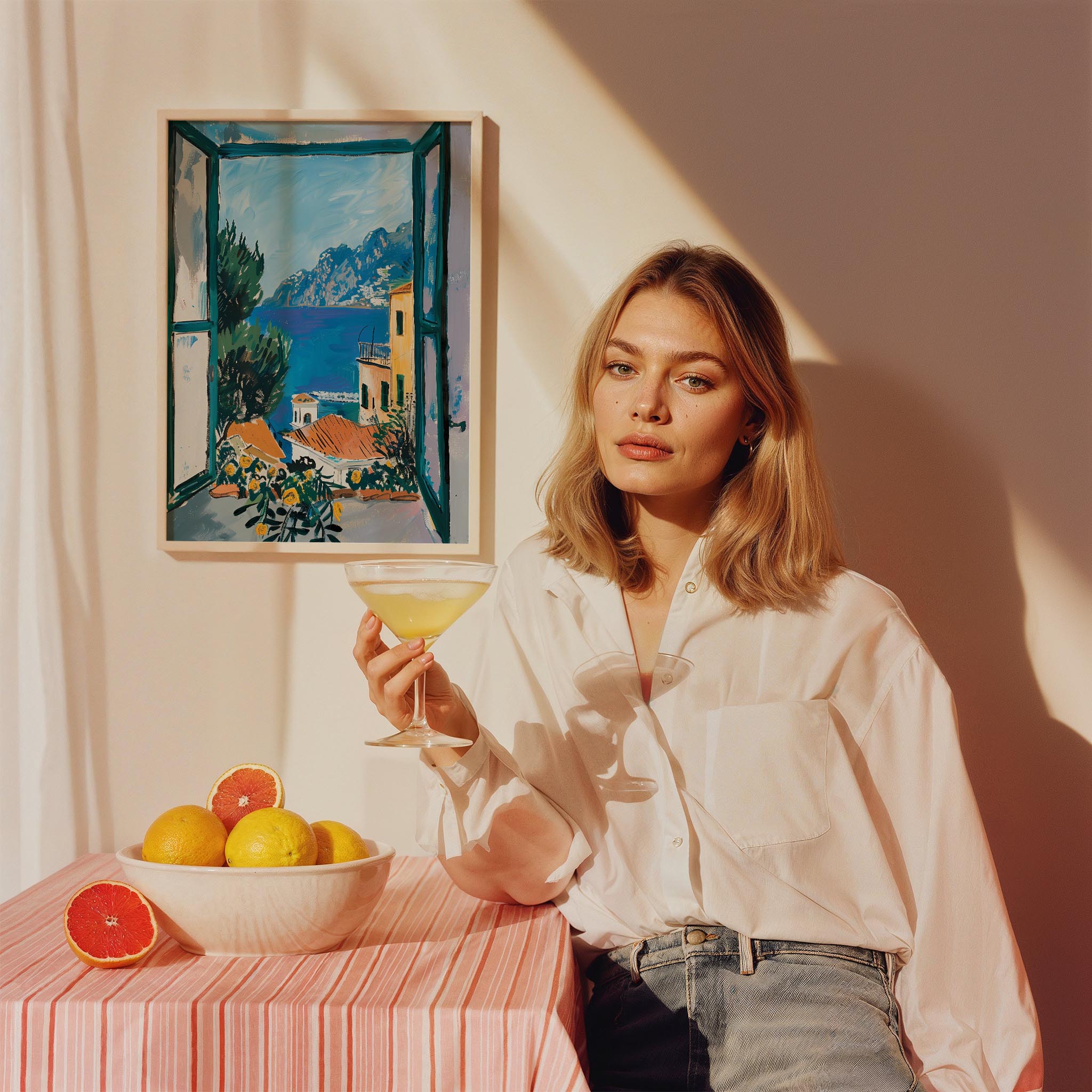 Akdeniz Penceresinden Manzara Mutfak Duvar Tablosu